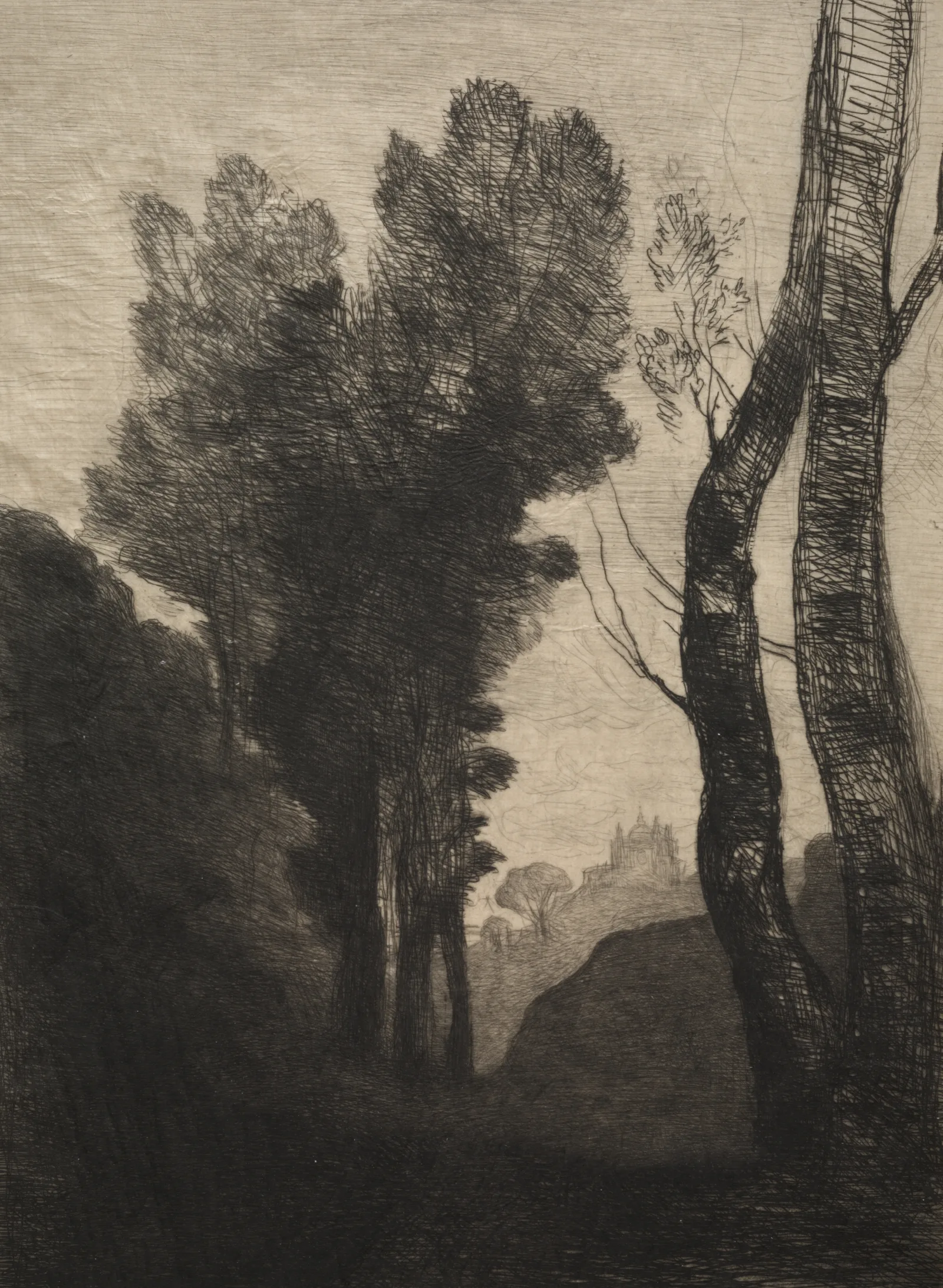 Environs Of Rome Wall Art by Jean-Baptiste-Camille Corot - Canvas Print
