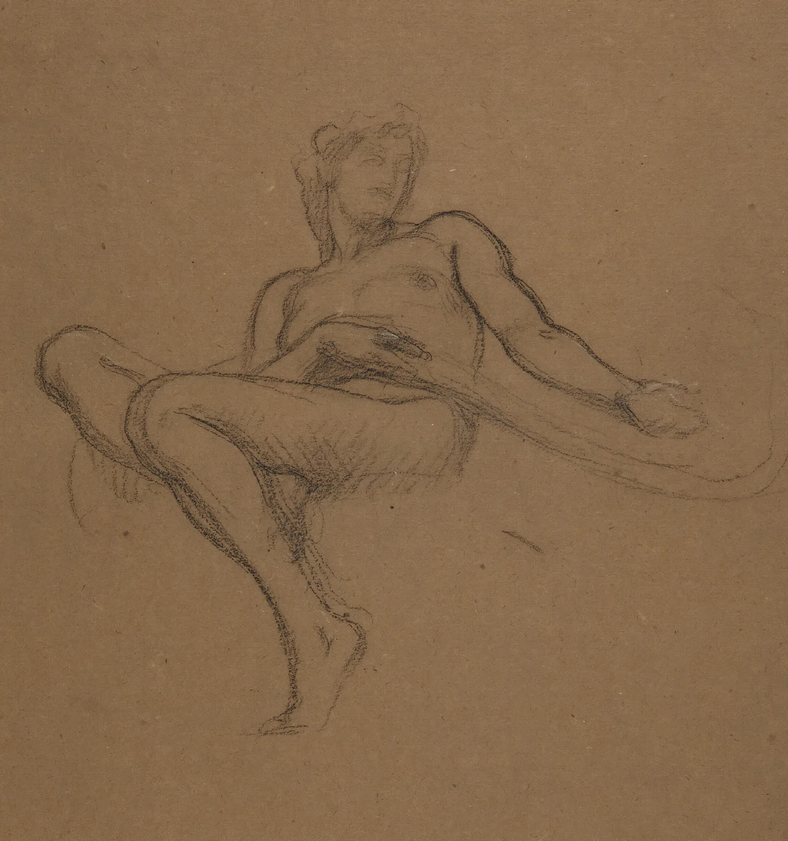 Female Nude Seated Study For The Garden Of The Hesperides Wall Art by Frederic Leighton - Canvas Print