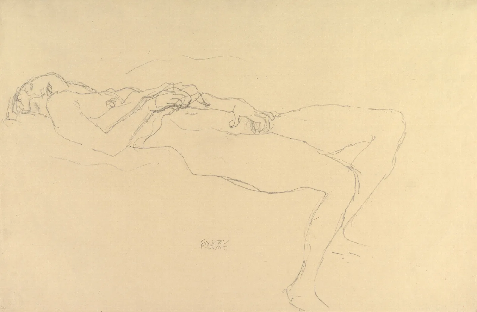 Reclining Nude 15 Wall Art by Gustav Klimt - Canvas Print