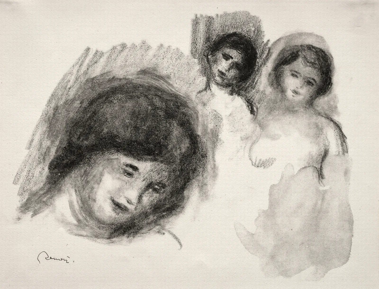 Stone With Three Sketches Wall Art by Pierre-Auguste Renoir - Canvas Print