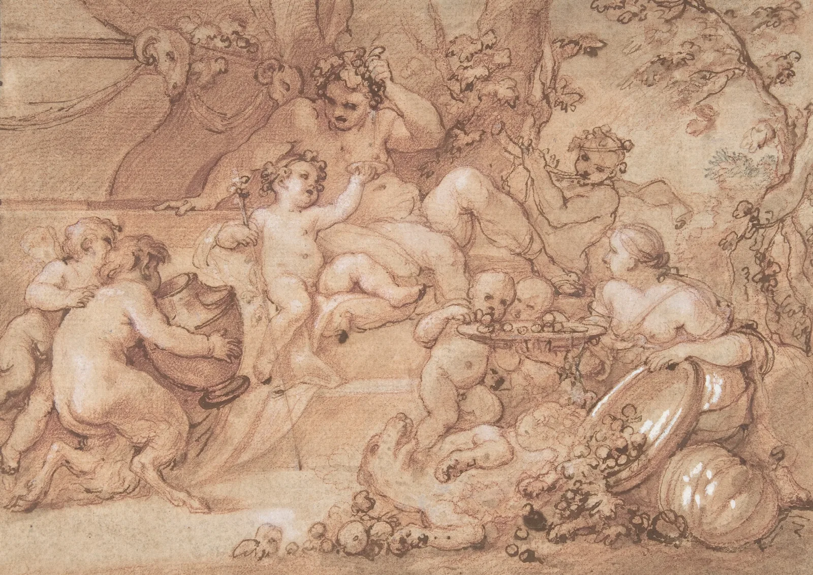 The Harvest Of Silenus Wall Art by Charles-Joseph Natoire - Canvas Print