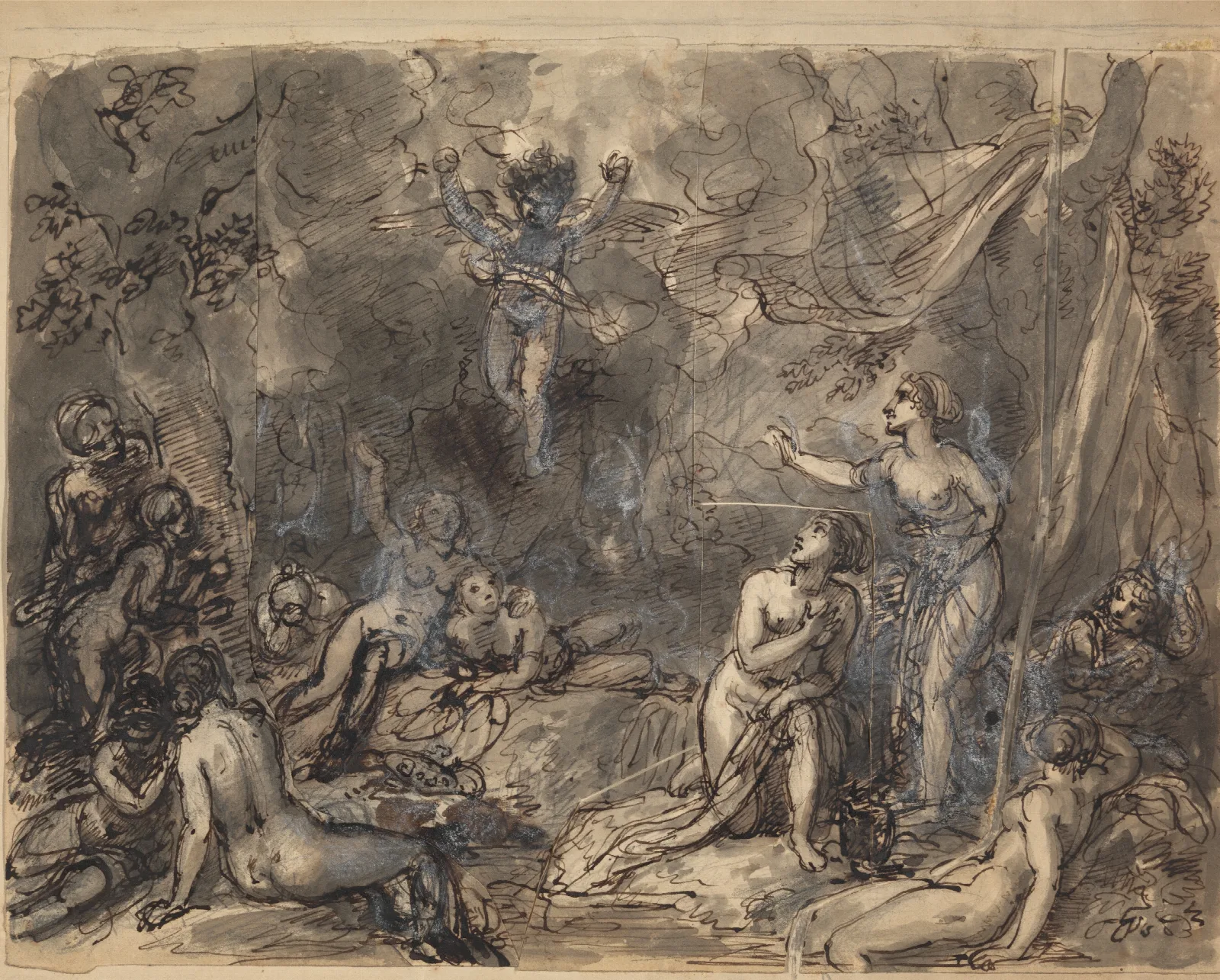 Study Of Nude Figures In A Wooded Area Wall Art by Robert Smirke - Canvas Print