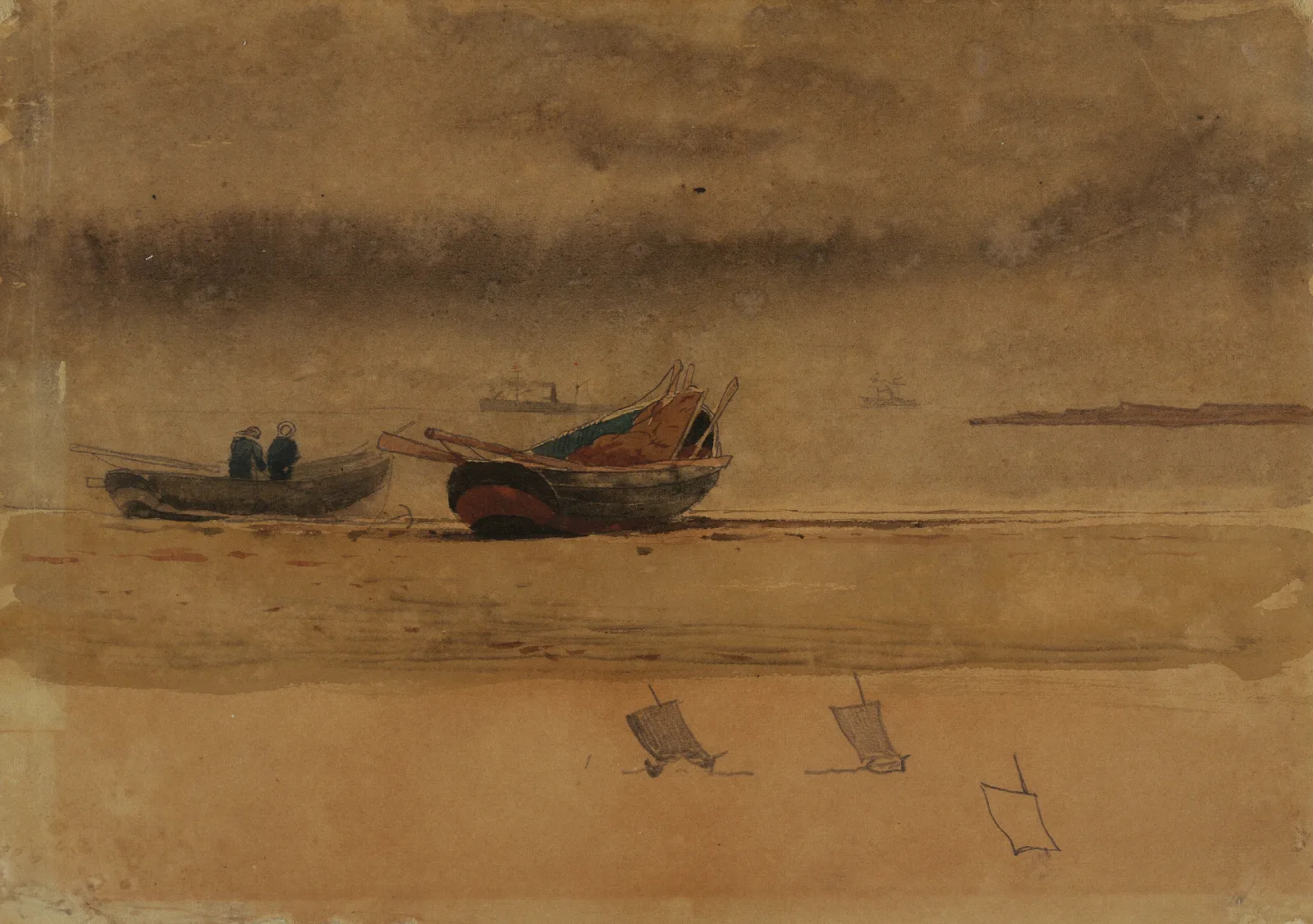 Stern View Of Two Rowboats England Wall Art by Winslow Homer - Canvas Print