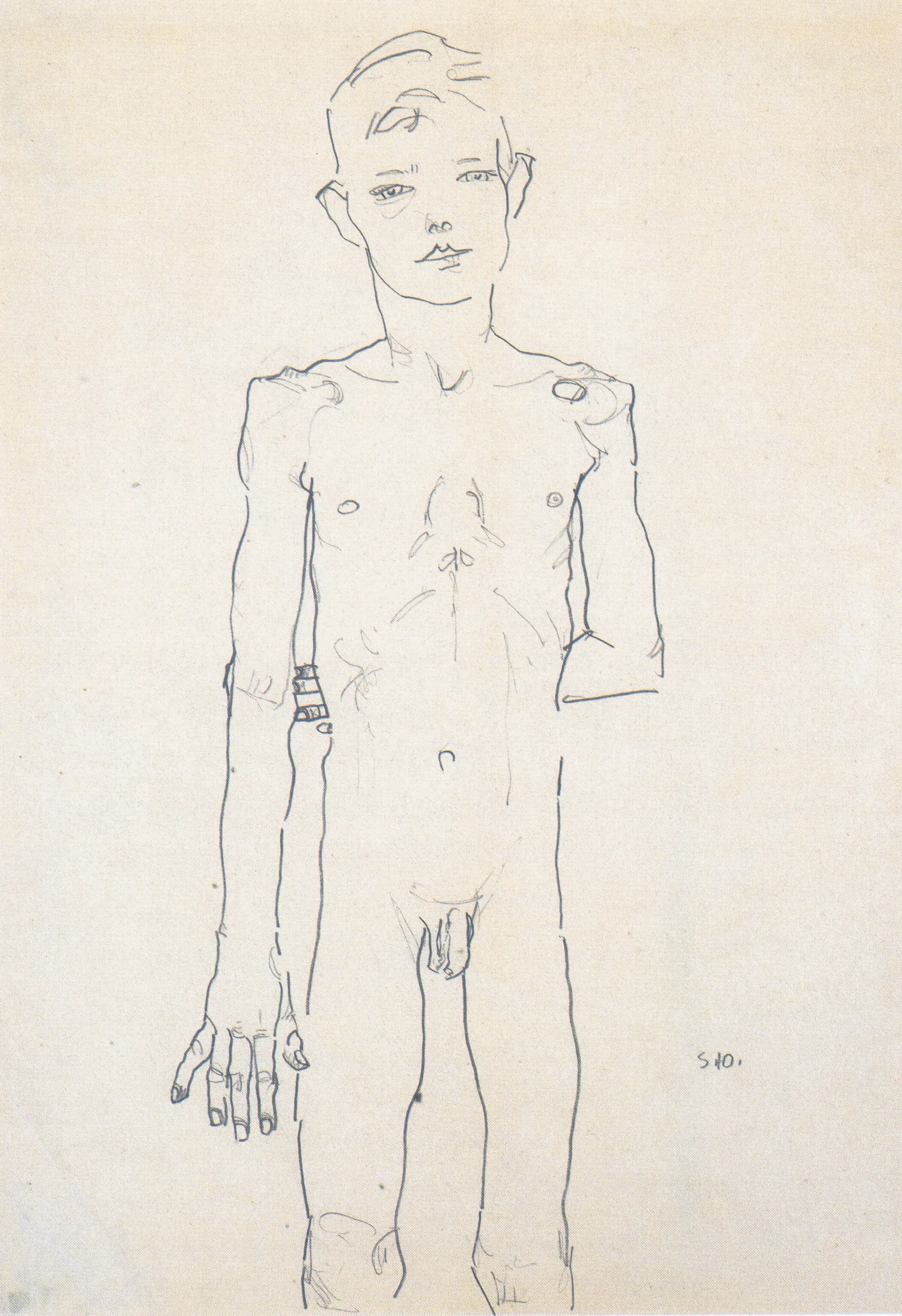 Akt Eines Stehenden Knaben Wall Art by Egon Schiele - Canvas Print