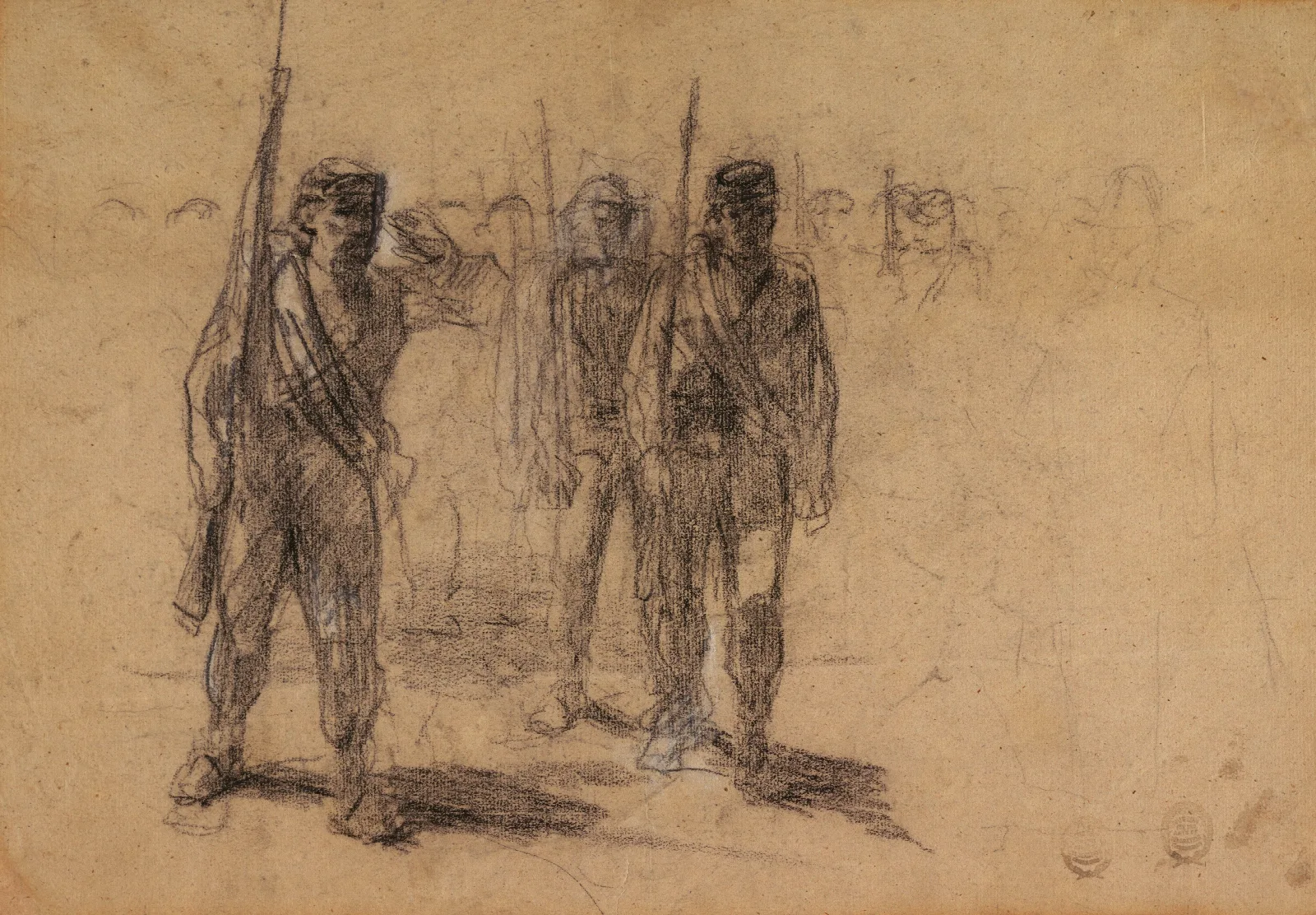 Soldiers Drilling Wall Art by Winslow Homer - Canvas Print