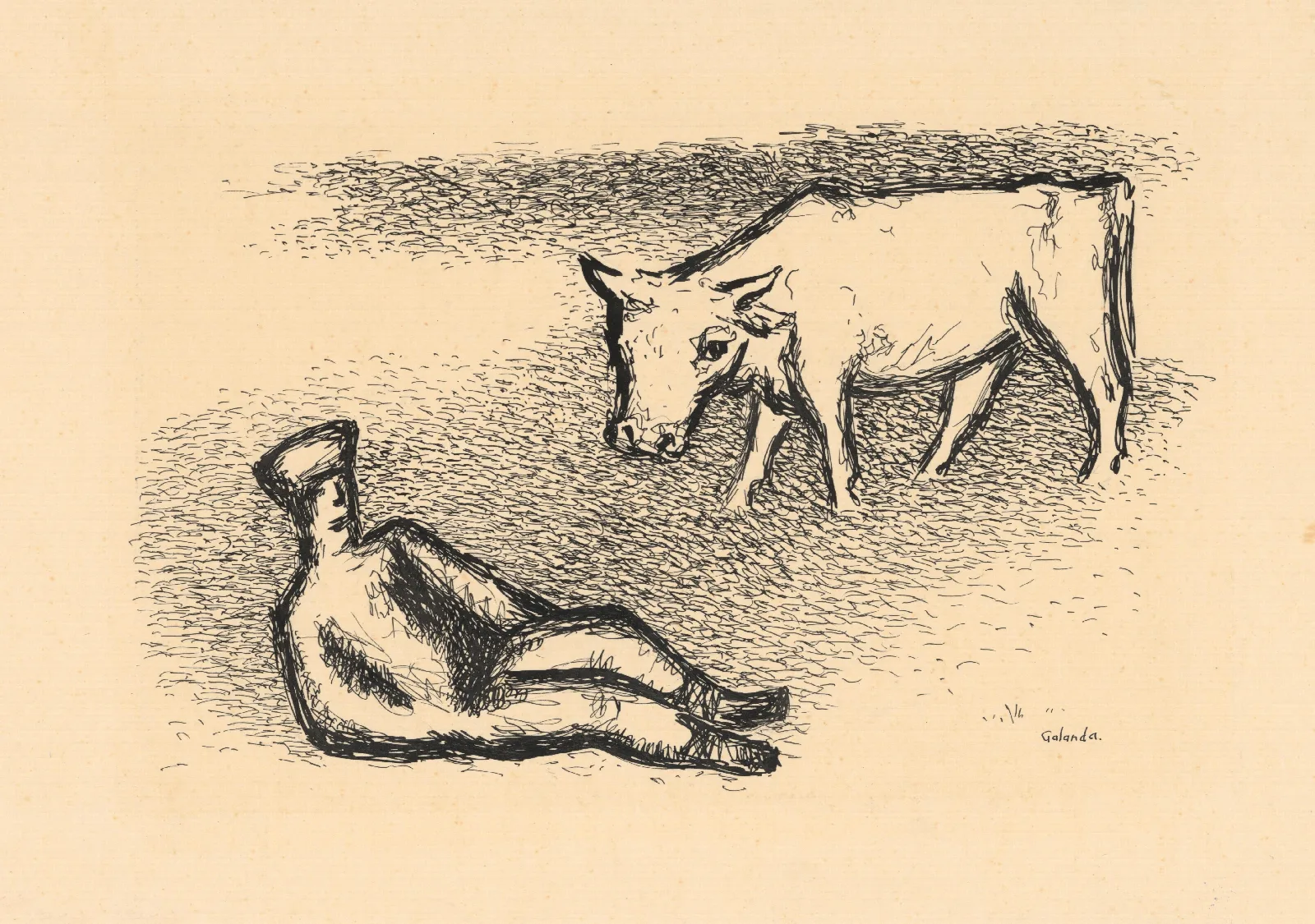 Cowherd 3 Wall Art by Mikuláš Galanda - Canvas Print