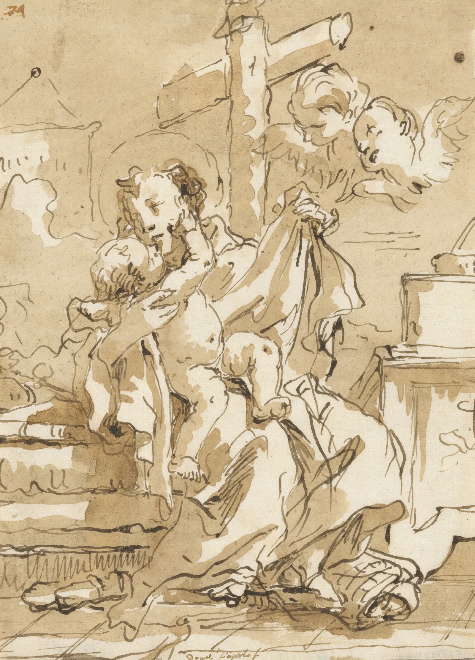 Saint Anthony Of Padua With The Christ Child In An Interior Wall Art by Giovanni Domenico Tiepolo - Canvas Print
