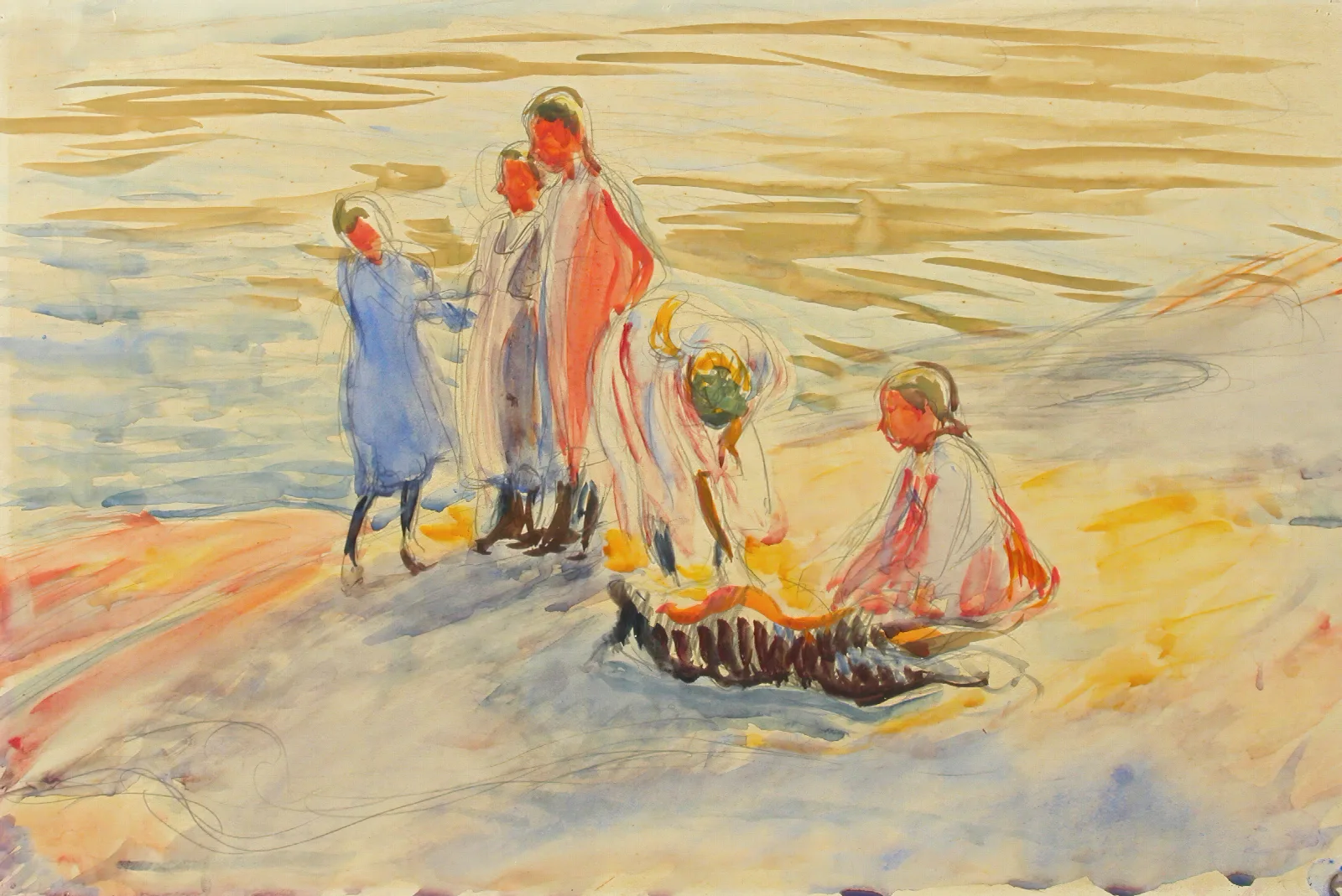 Girls On The Shore Wall Art by Magnus Enckell - Canvas Print