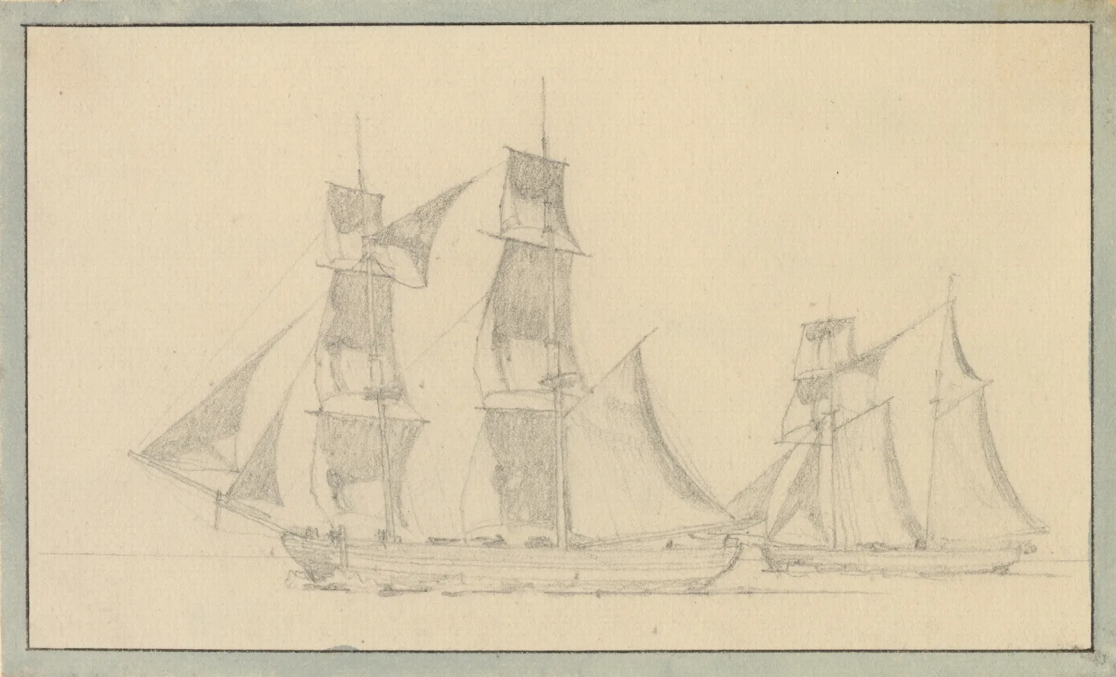 En Brig Og En Skonnert Under Sejl Wall Art by Christoffer Wilhelm Eckersberg - Canvas Print