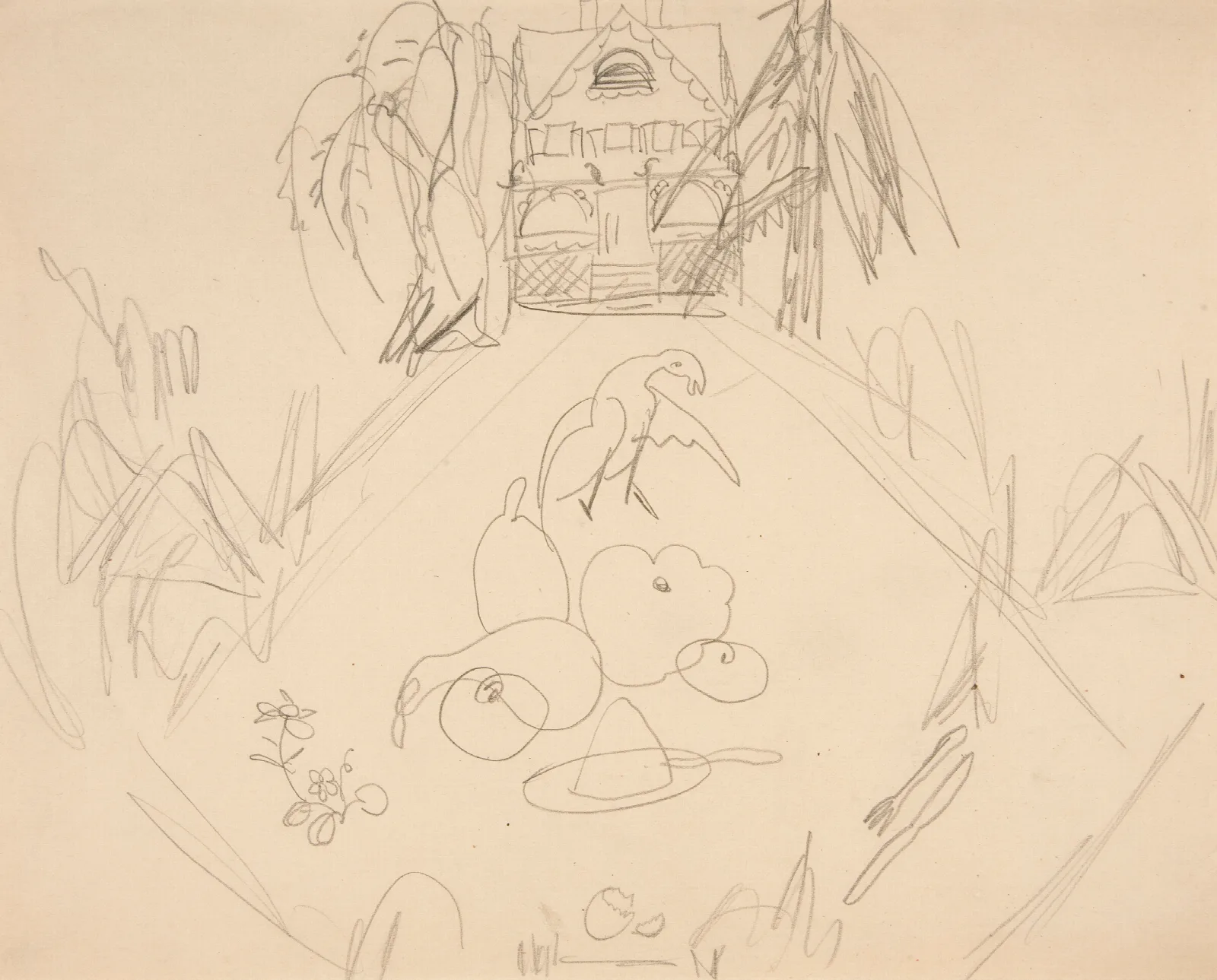 Drawings Doves Fruits Vegetables House Written Notes by Charles Demuth (1927) Wall Art by Charles Demuth - Canvas Print