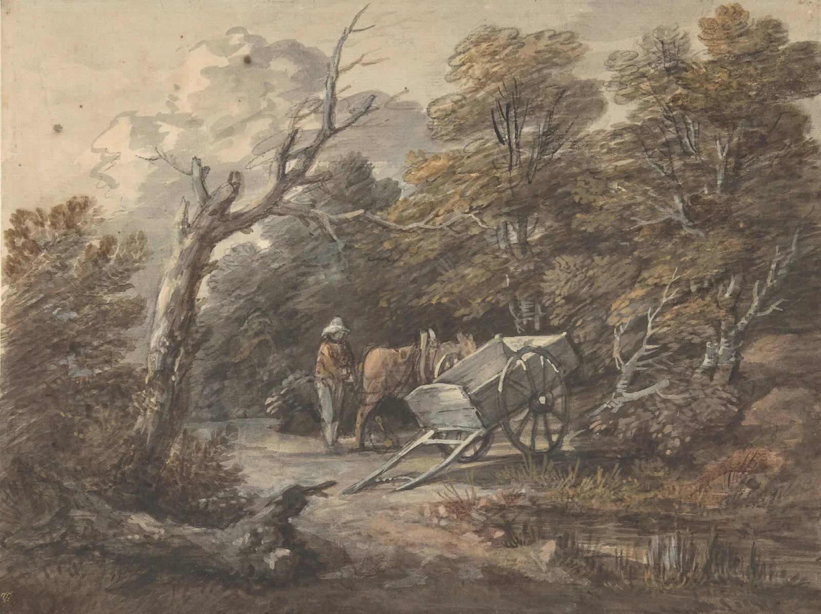 Woodland Scene With A Peasant A Horse And A Cart 2 Wall Art by Thomas Gainsborough - Canvas Print