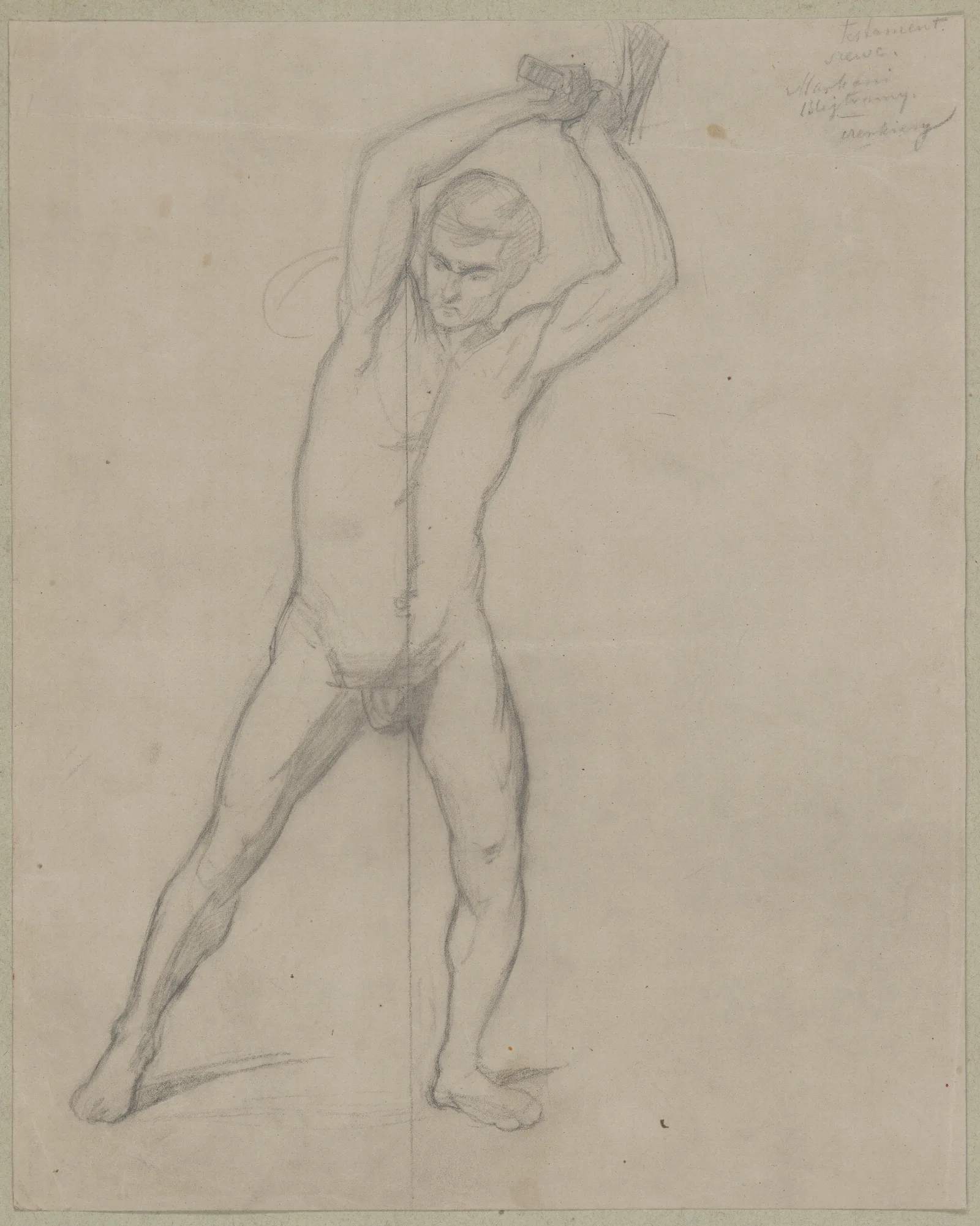 Nude Sketch To The Executioner With An Axe To The Painting Martyrdom Of St Matthias Wall Art by Józef Simmler - Canvas Print