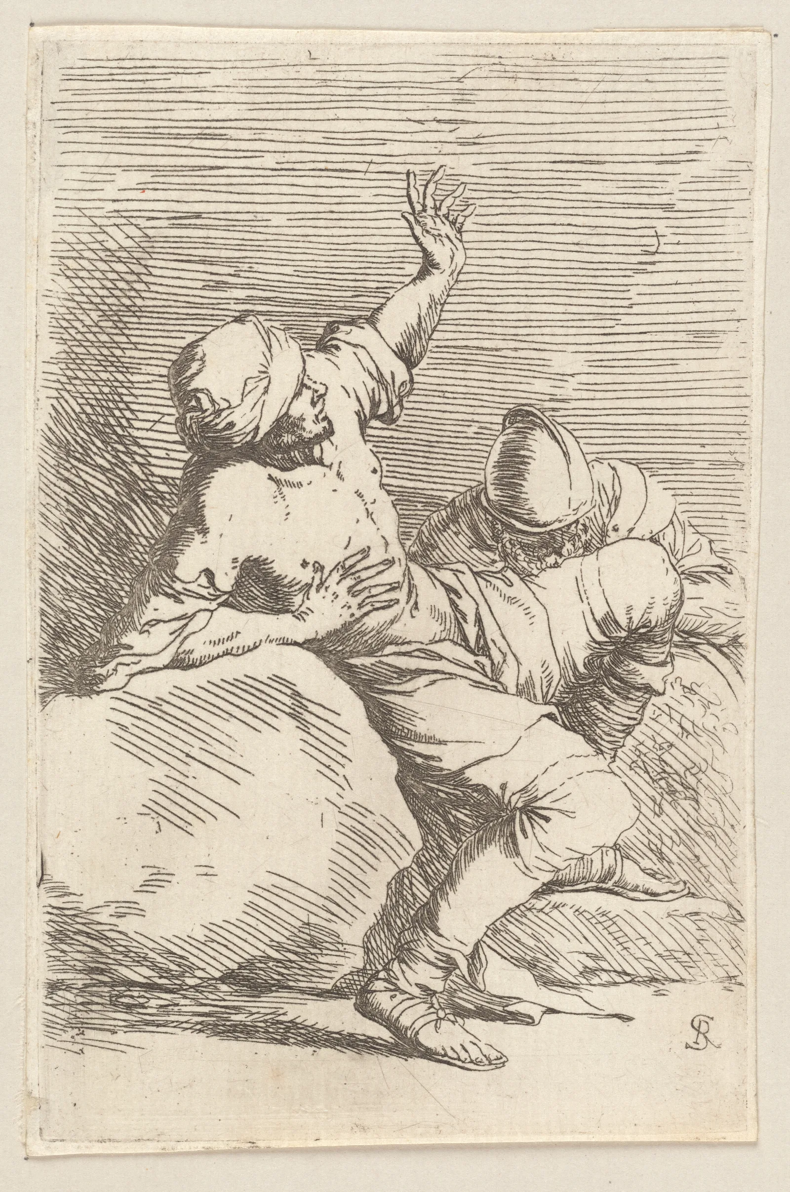 Man Pointing Upward And Soldier In Repose Wall Art by Salvator Rosa - Canvas Print