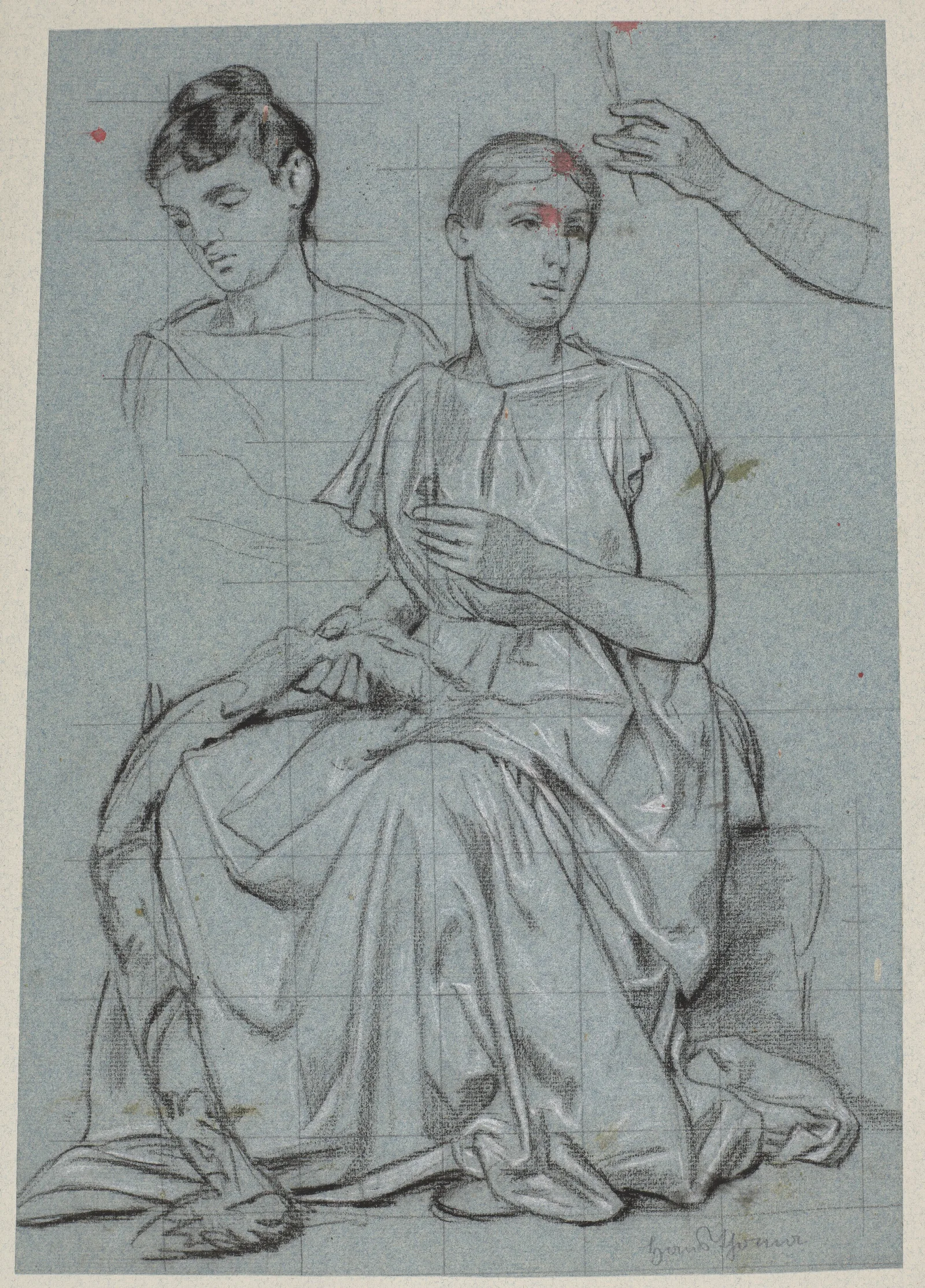 Studies Of A Woman Making A Wreath Wall Art by Hans Thoma - Canvas Print