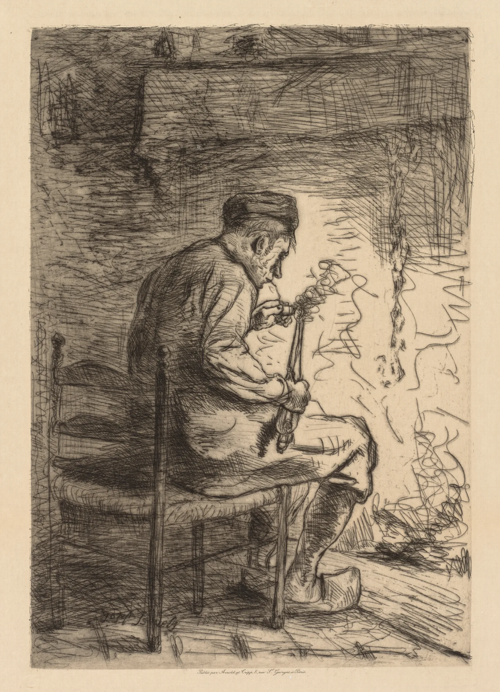 The Smoker 15 Wall Art by Jozef Israëls - Canvas Print