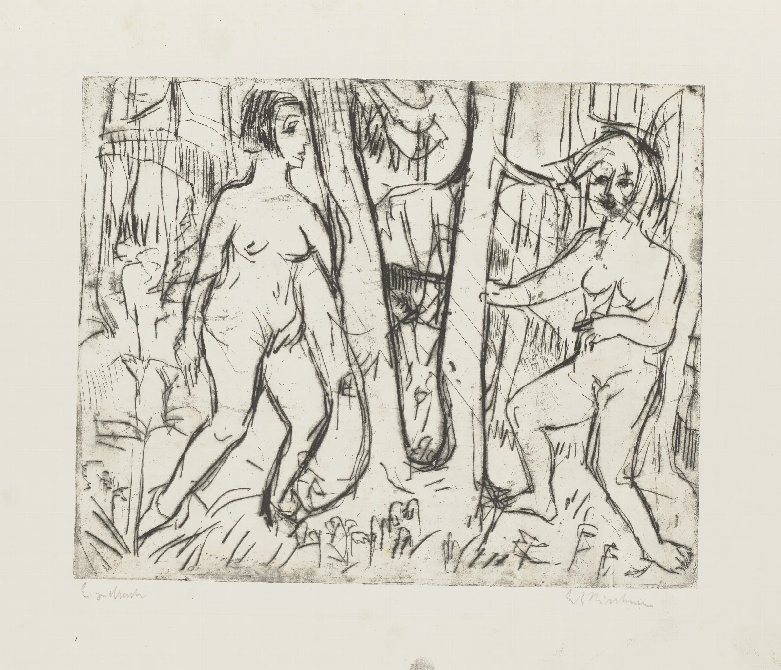 Im Walde Spielende Madchen Wall Art by Ernst Ludwig Kirchner - Canvas Print