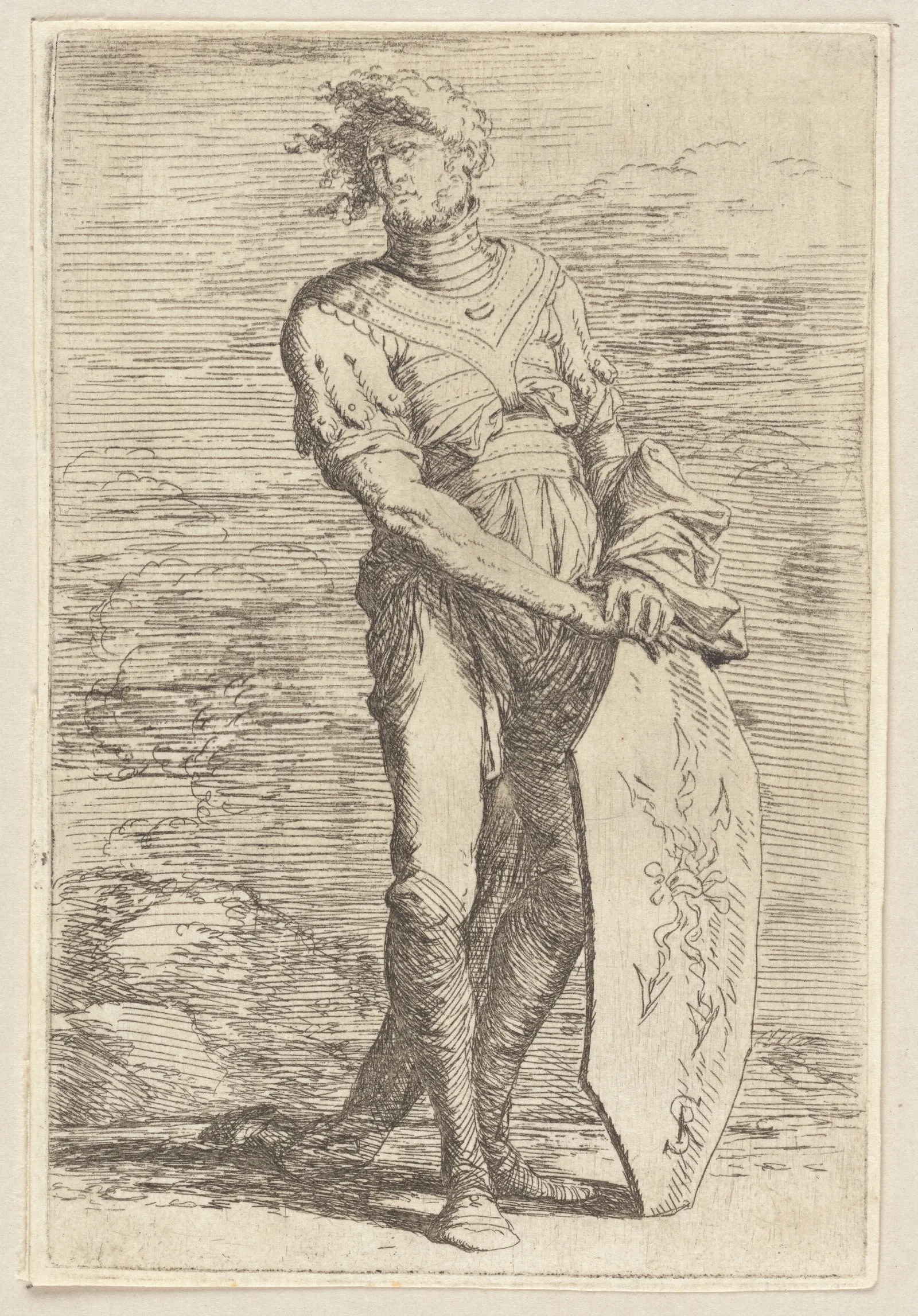 Soldier Holding A Shield Wall Art by Salvator Rosa - Canvas Print