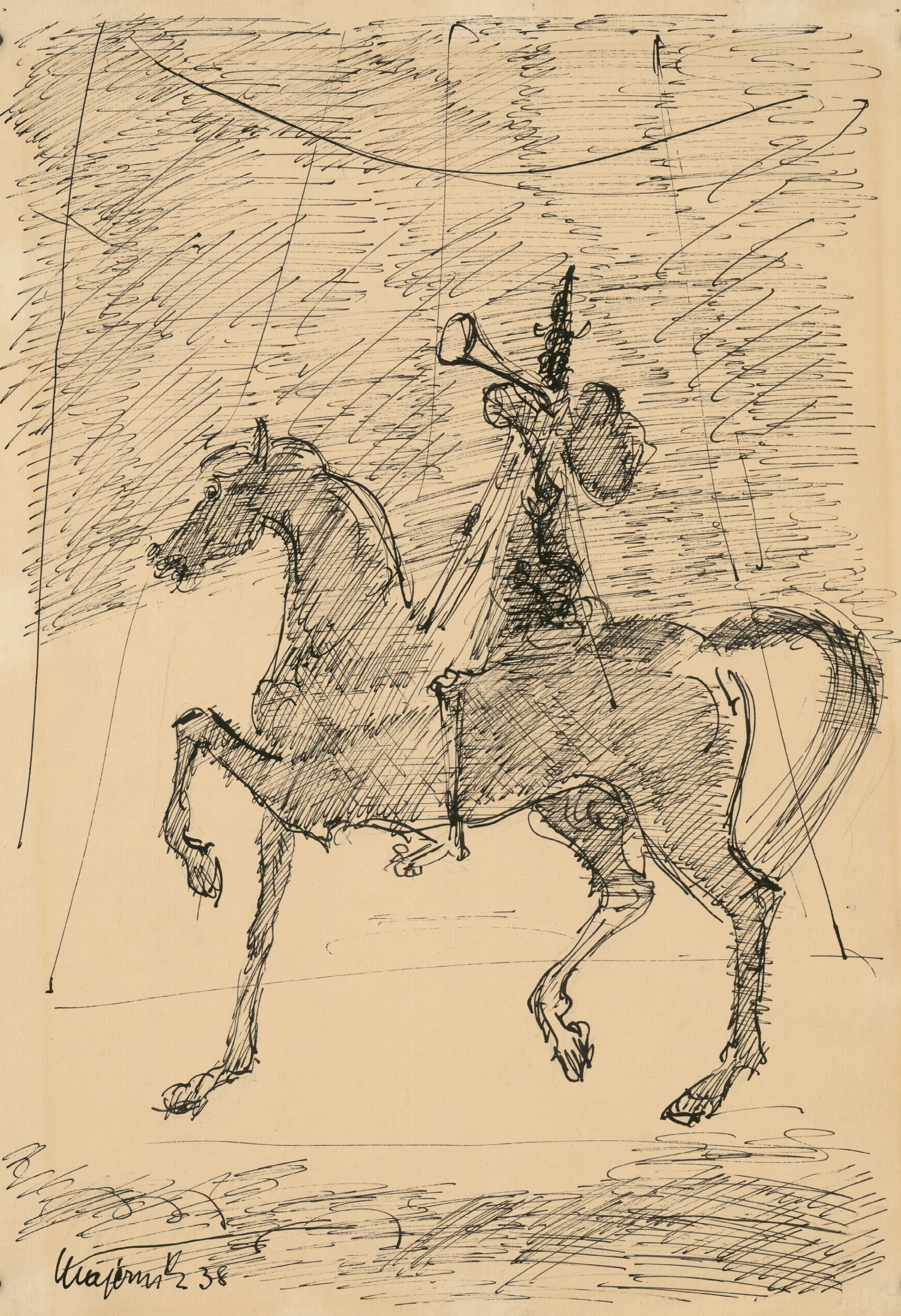 Clown On A Horse Wall Art by Cyprián Majerník - Canvas Print