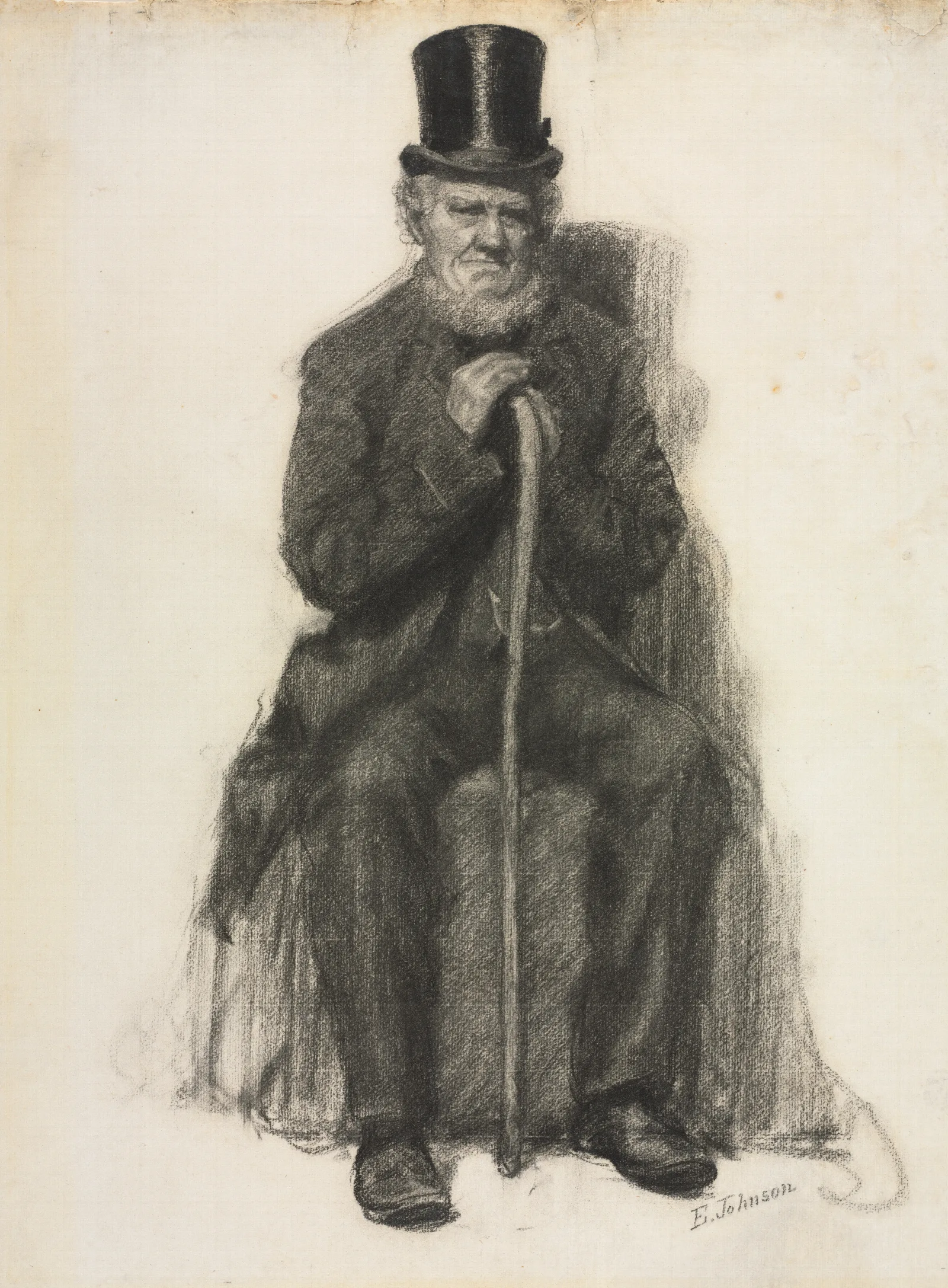 Study Of An Old Man Possibly A Study For Portrait Of Peter Folger Wall Art by Eastman Johnson - Canvas Print