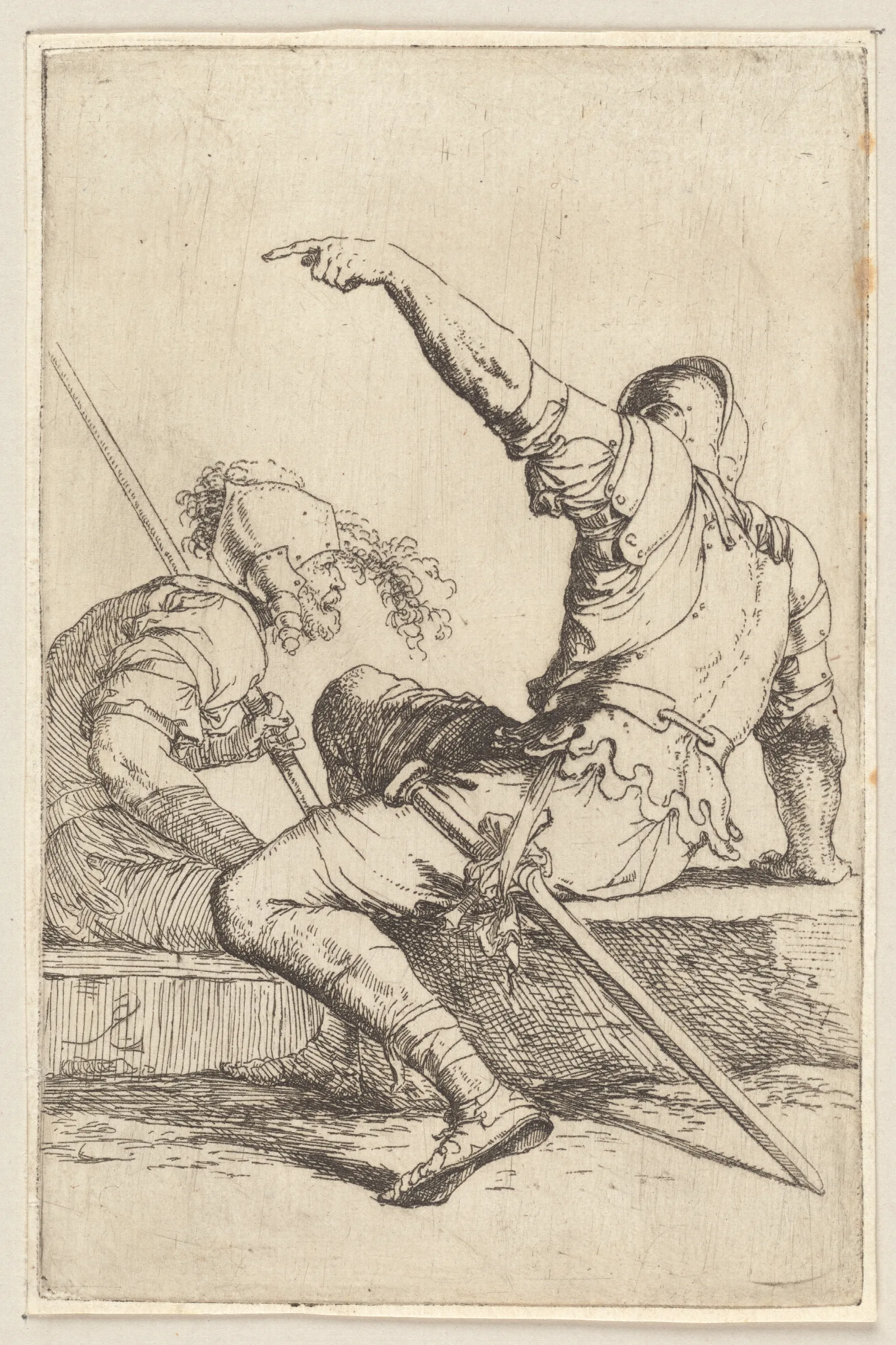 Two Soldiers Seated On A Rectangular Stone Wall Art by Salvator Rosa - Canvas Print