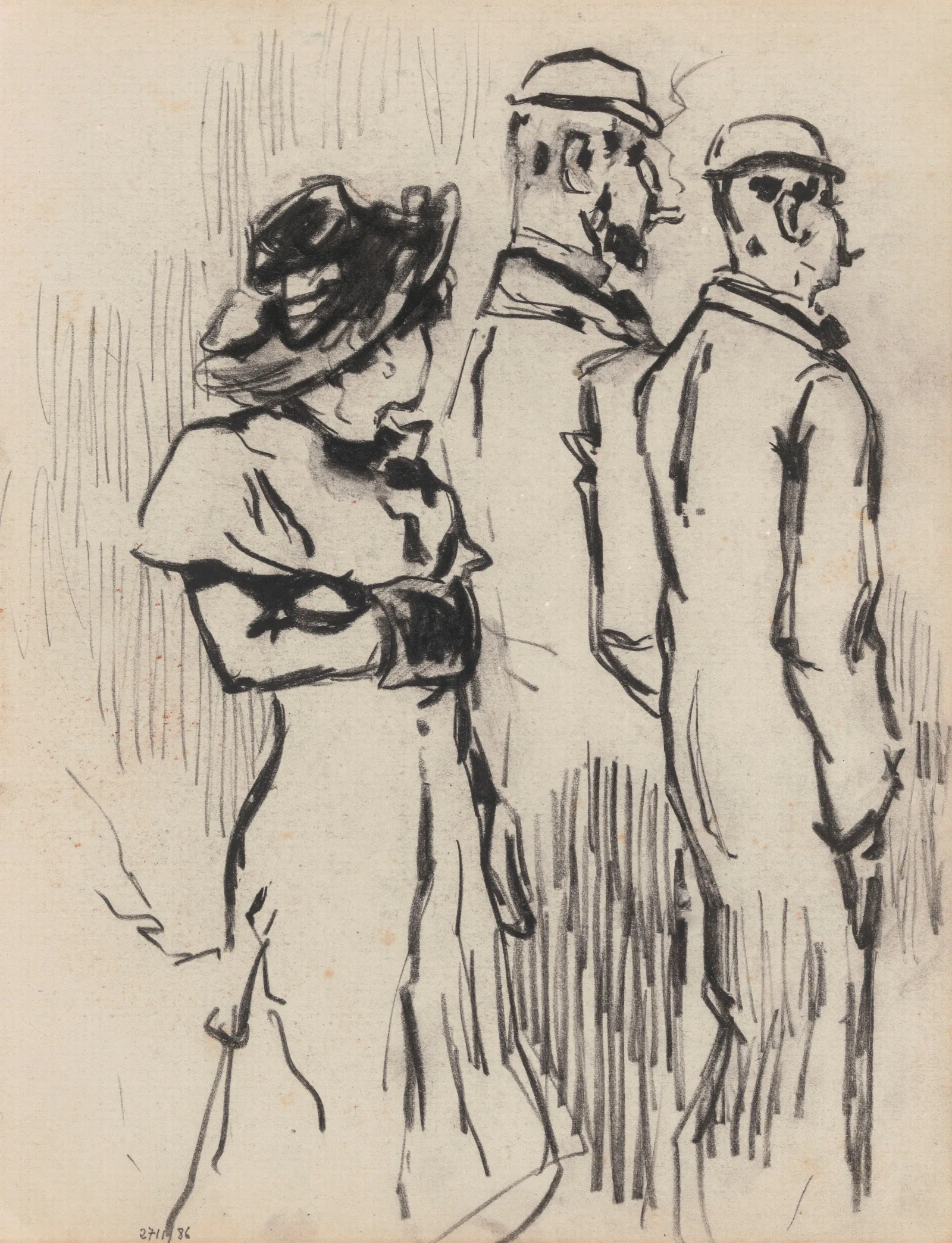 Lady And Two Gentlemen Wall Art by James Ensor - Canvas Print