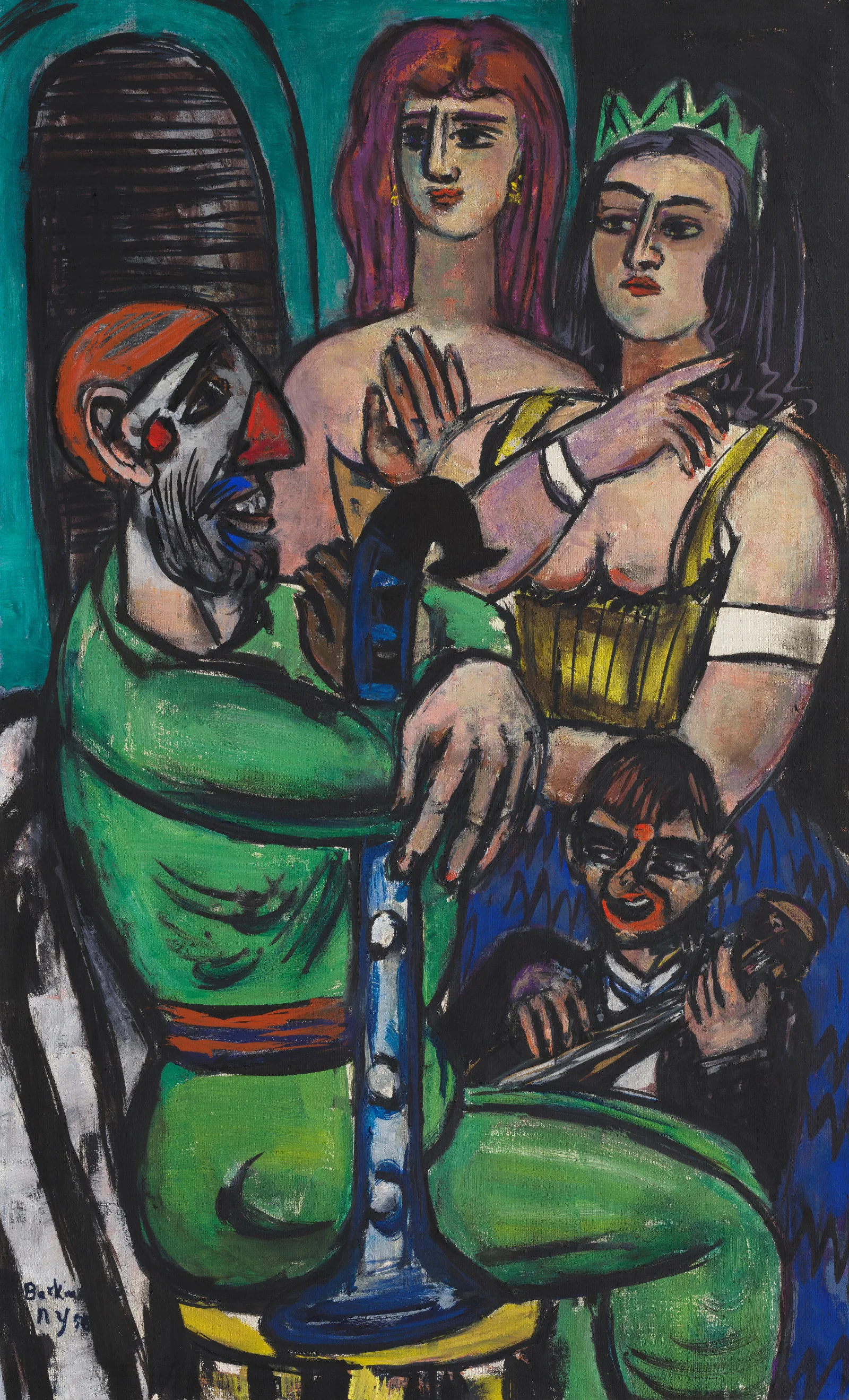 Groser Clown Mit Frauen Und Kleiner Clown Wall Art by Max Beckmann - Canvas Print