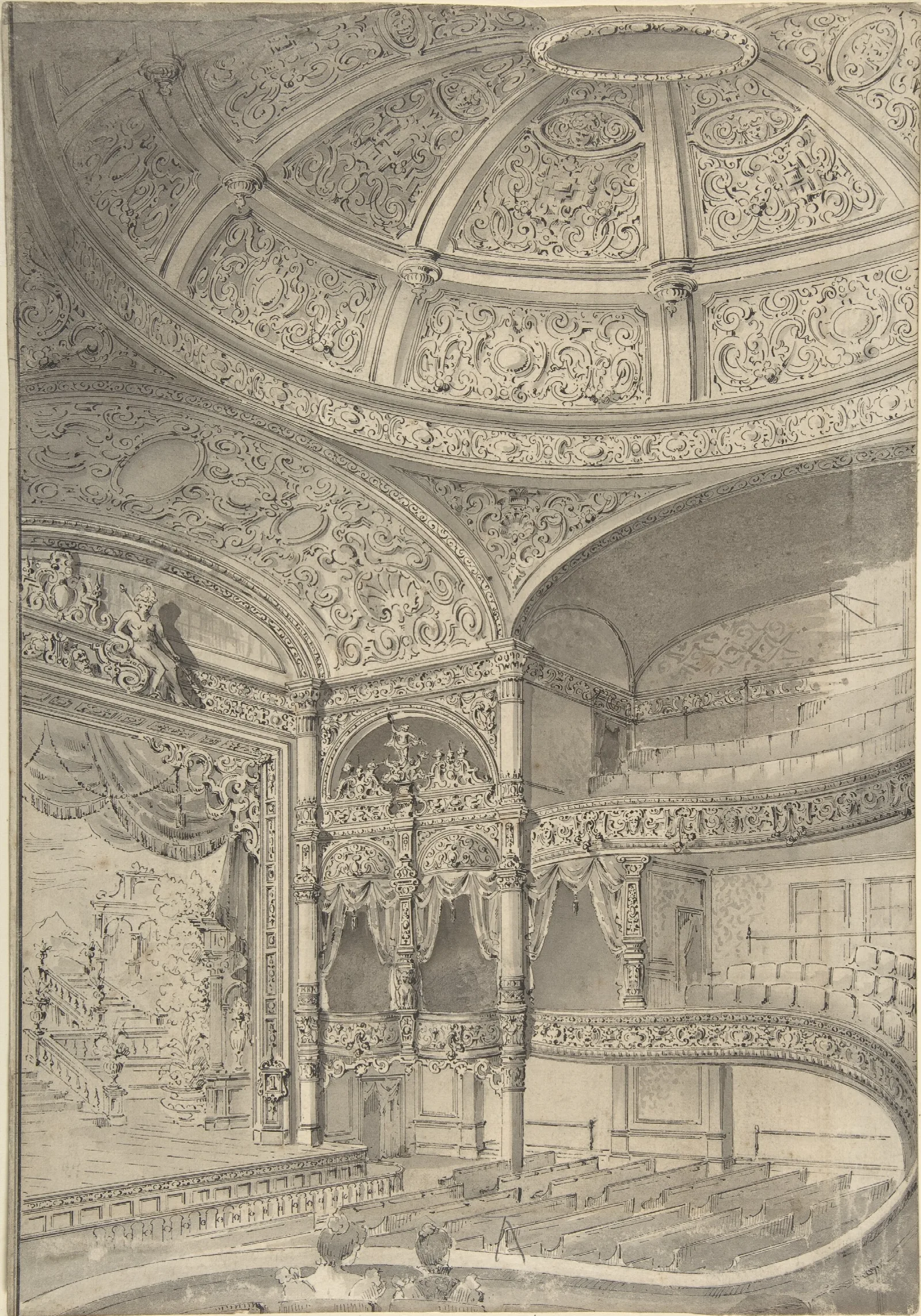 Interior Of A Theatre Wall Art by David Roberts - Canvas Print