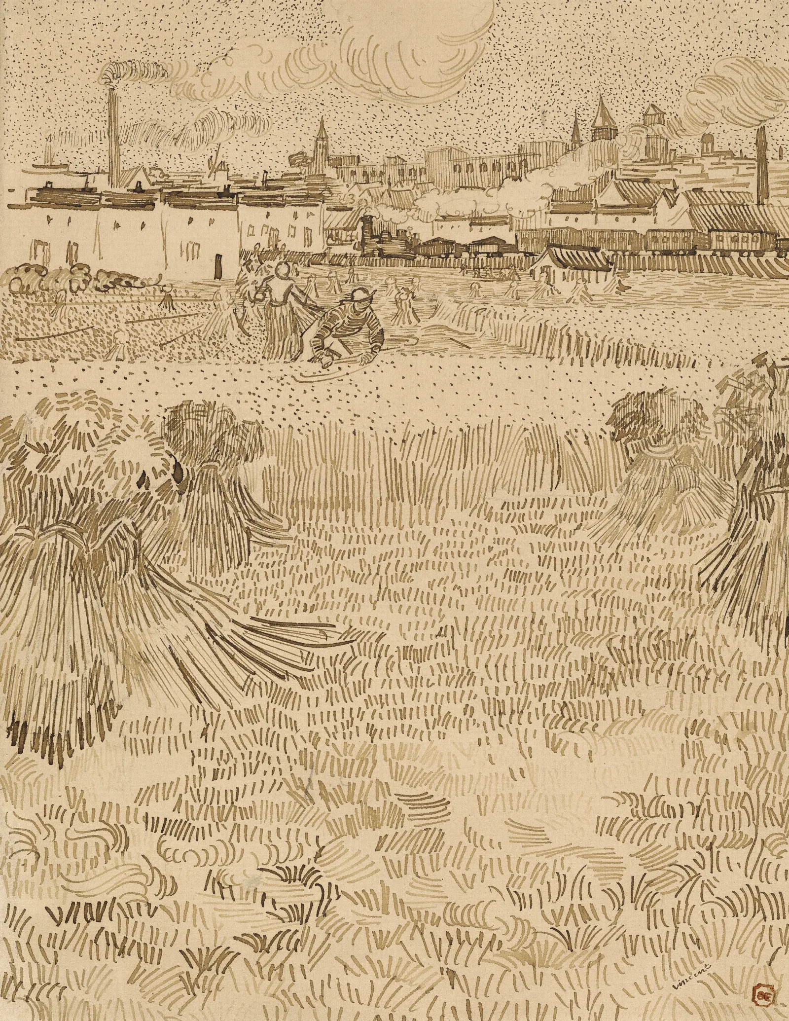 Arles View From The Wheatfields Wall Art by Vincent van Gogh - Canvas Print