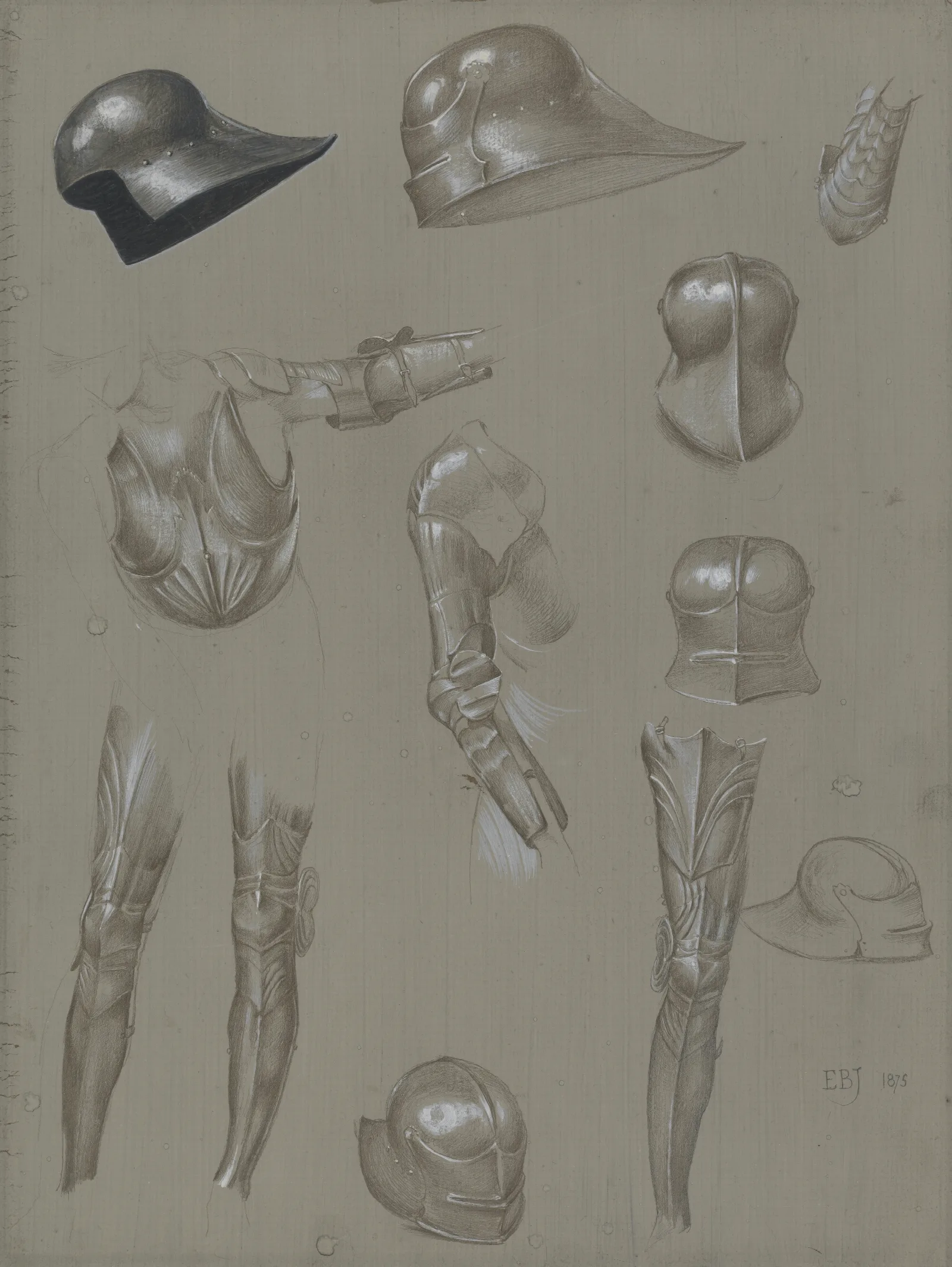 Studies Of A Suit Of Armor Wall Art by Sir Edward Coley Burne-Jones - Canvas Print