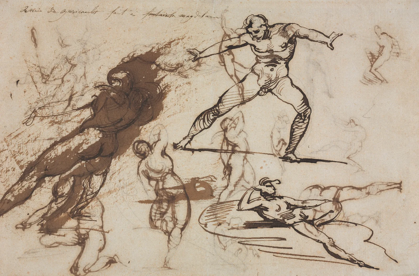 Sheet Of Sketches Recto Wall Art by Théodore Géricault - Canvas Print