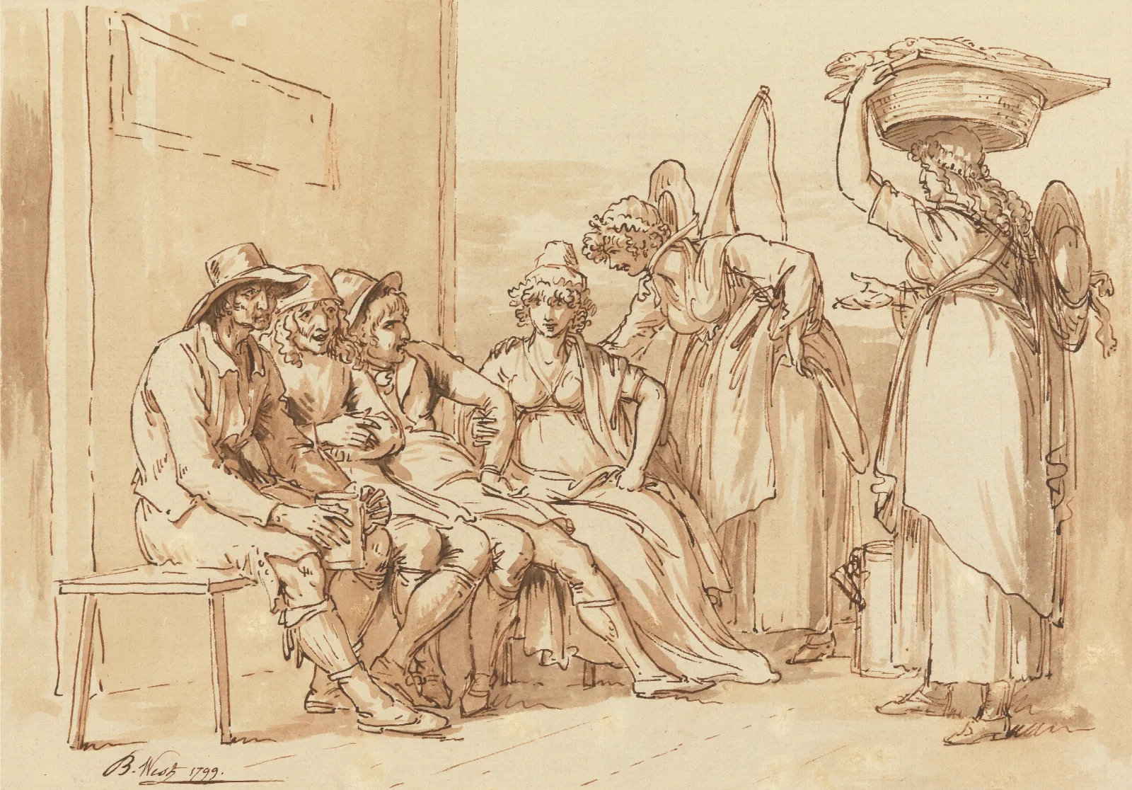 Characters In The Streets Of London Wall Art by Benjamin West - Canvas Print
