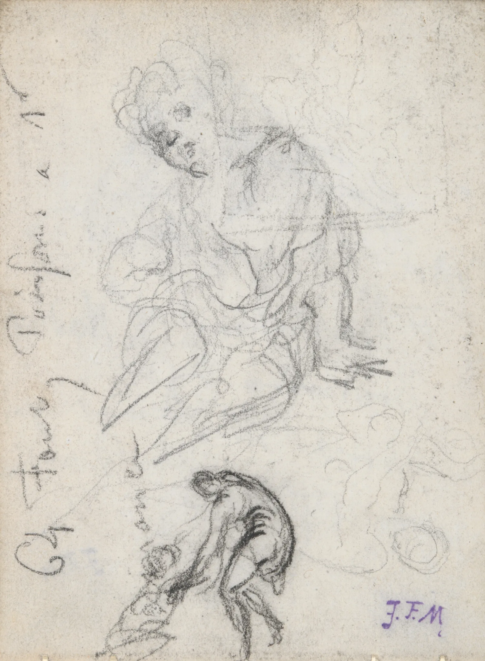 Seated Child And Other Studies Wall Art by Jean-François Millet - Canvas Print