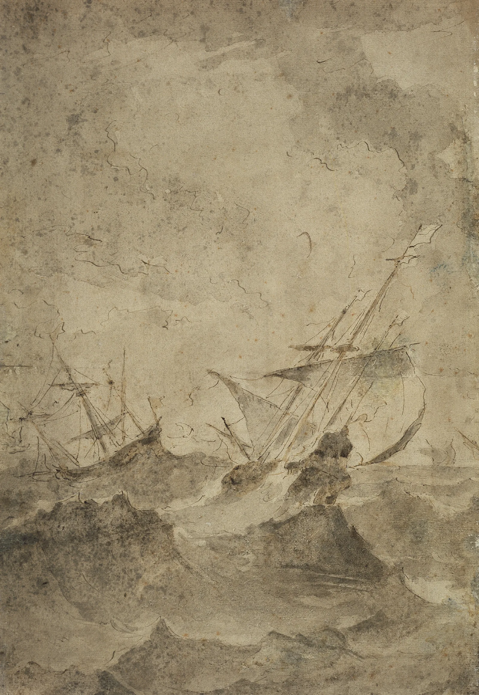 Zwei Segelboote Auf Sturmischer See Wall Art by Francesco Guardi - Canvas Print