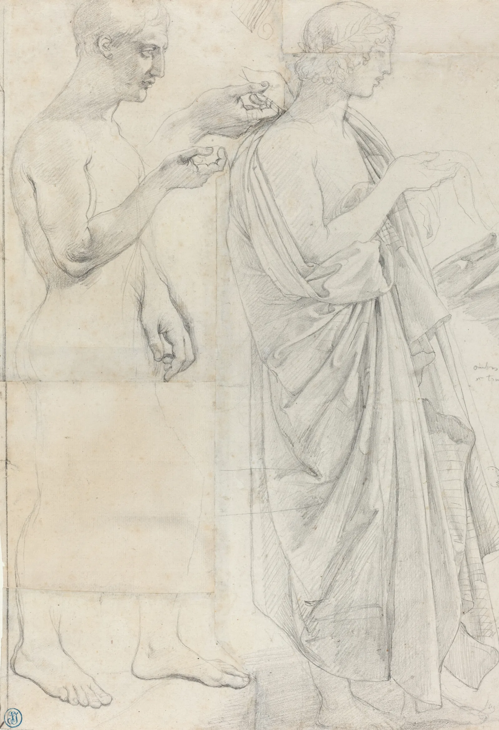Two Studies Of Virgil Wall Art by Jean Auguste Dominique Ingres - Canvas Print