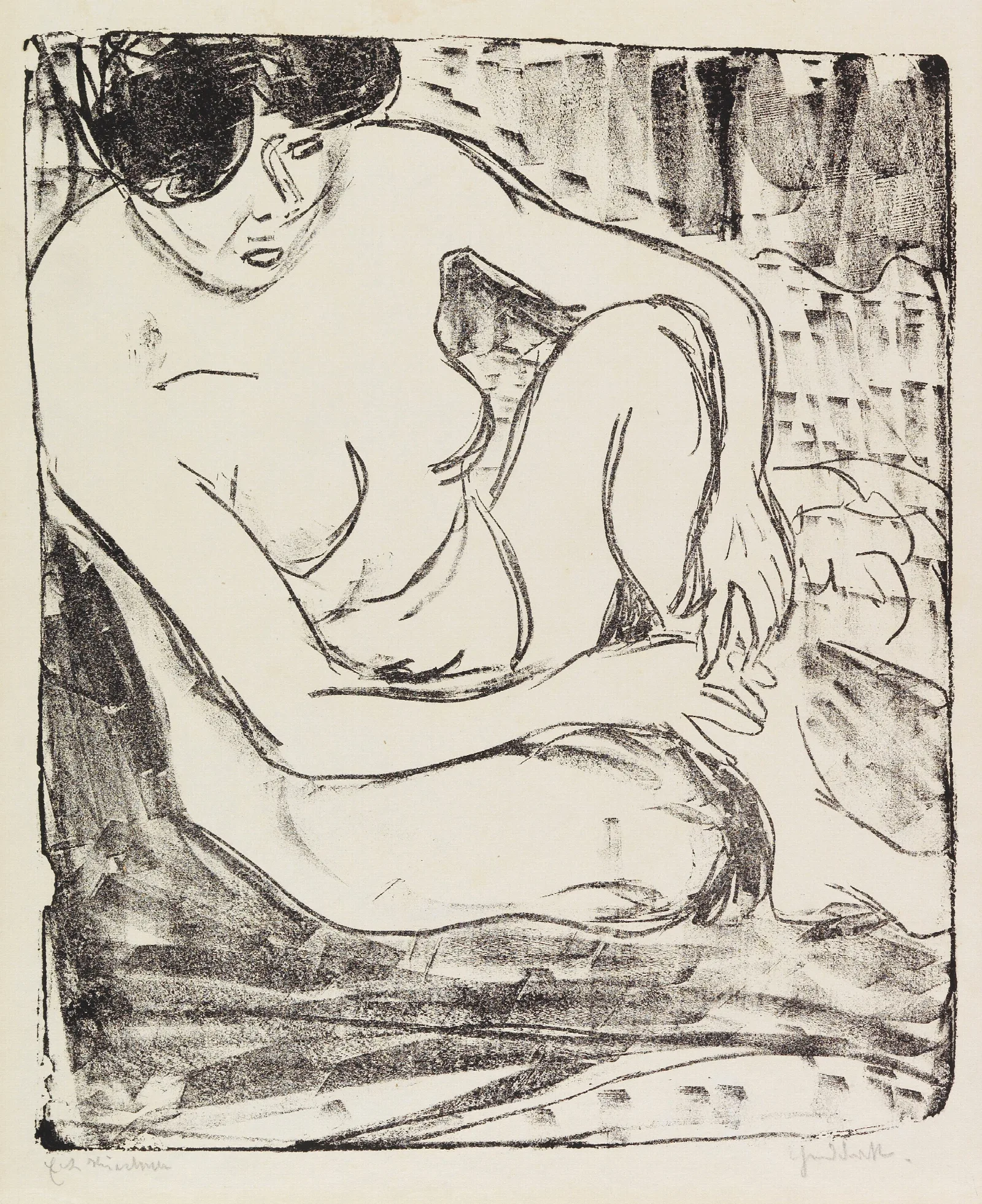 Aktstudie 3 Wall Art by Ernst Ludwig Kirchner - Canvas Print