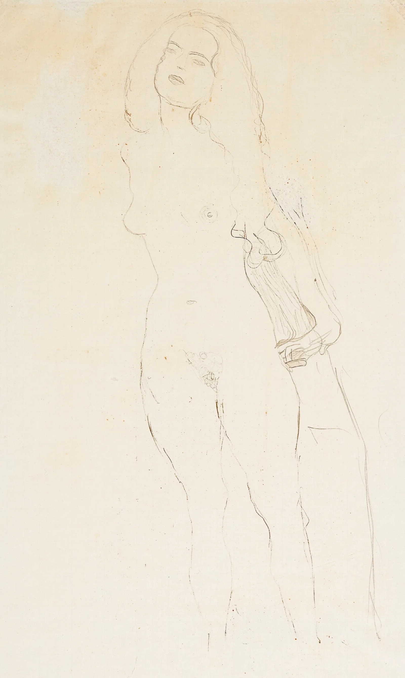 Stehender Akt Mit Langen Haaren Wall Art by Gustav Klimt - Canvas Print