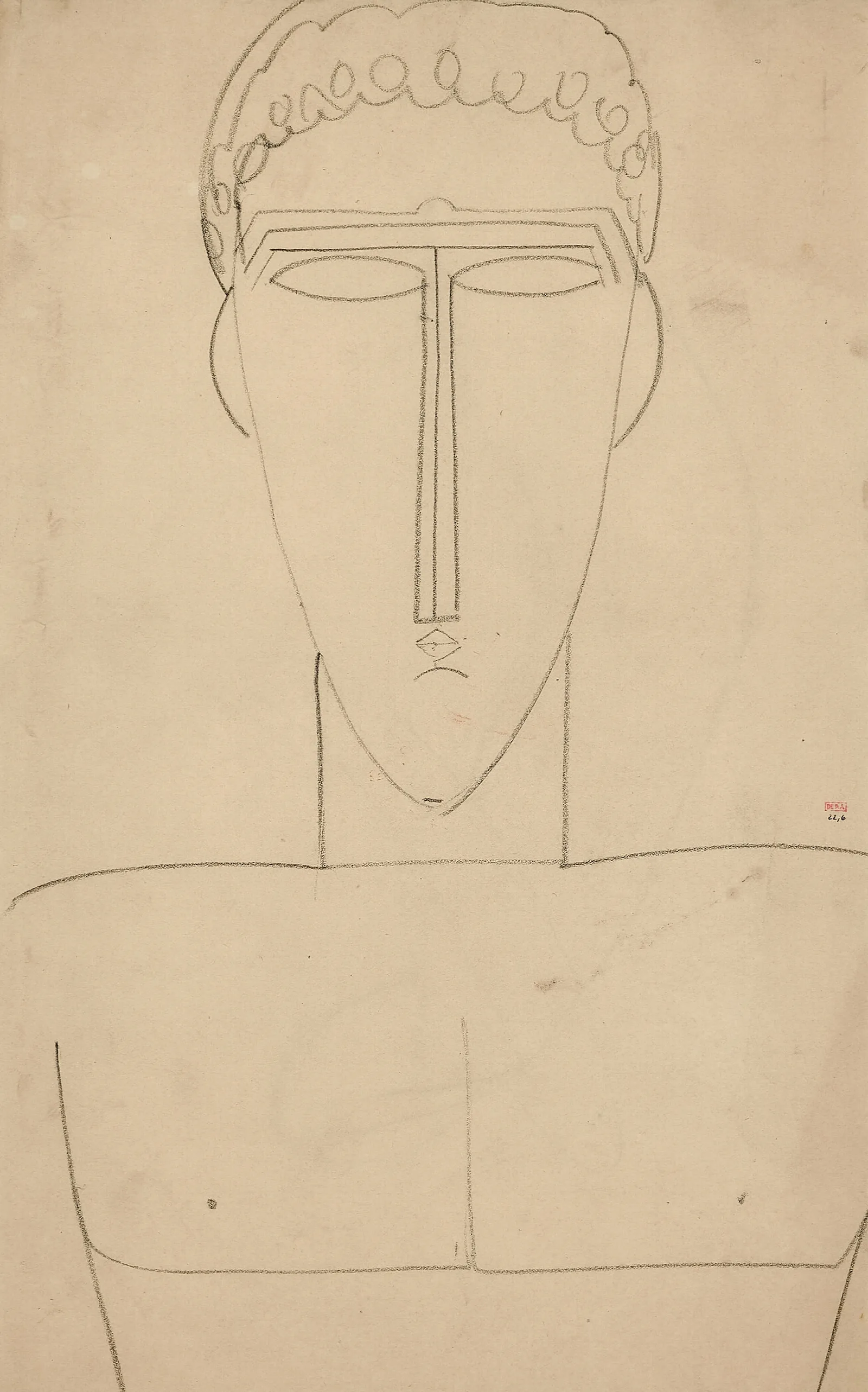 Tete Et Buste Dhomme De Face Wall Art by Amedeo Modigliani - Canvas Print
