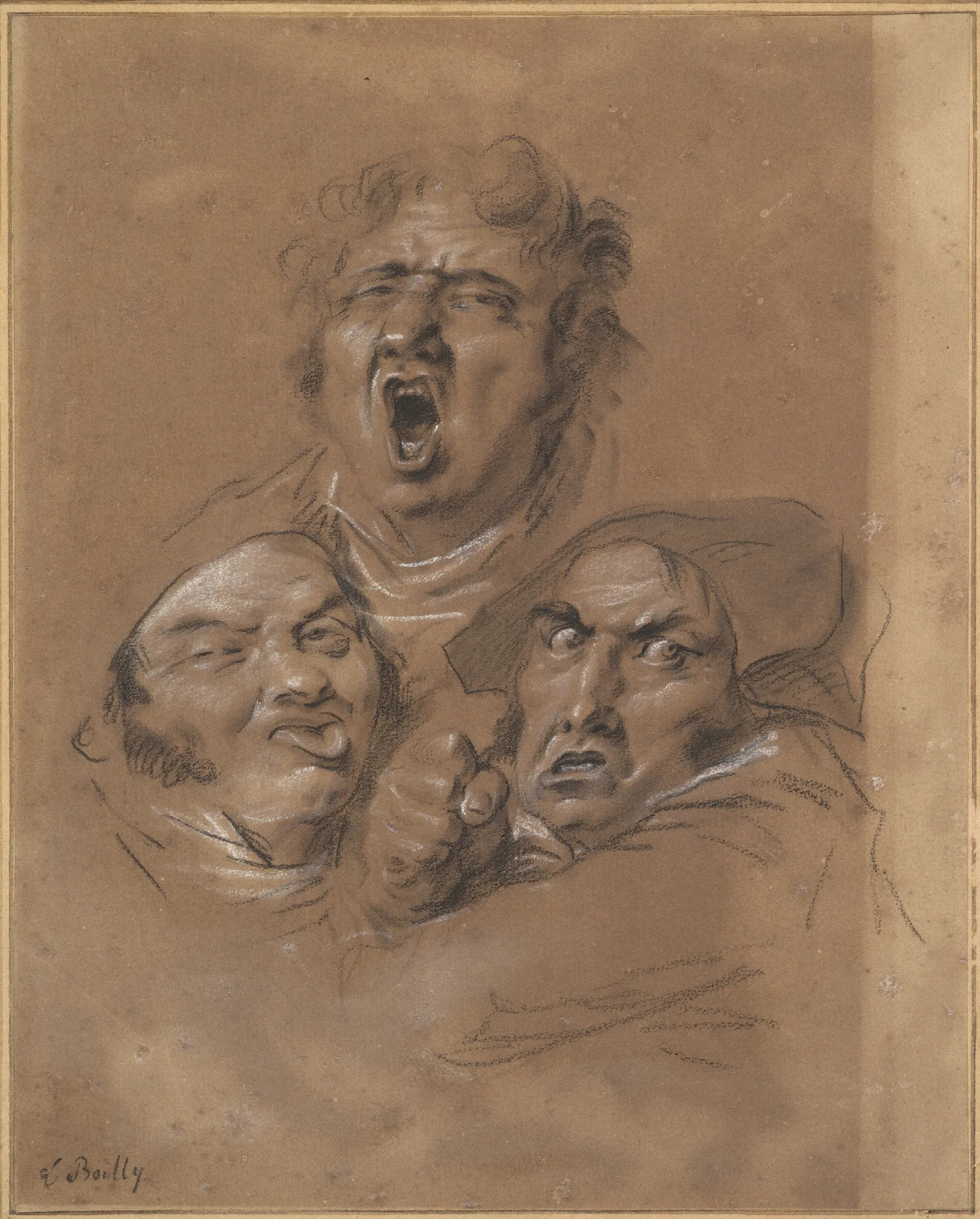 Study Of Three Heads Wall Art by Louis-Léopold Boilly - Canvas Print