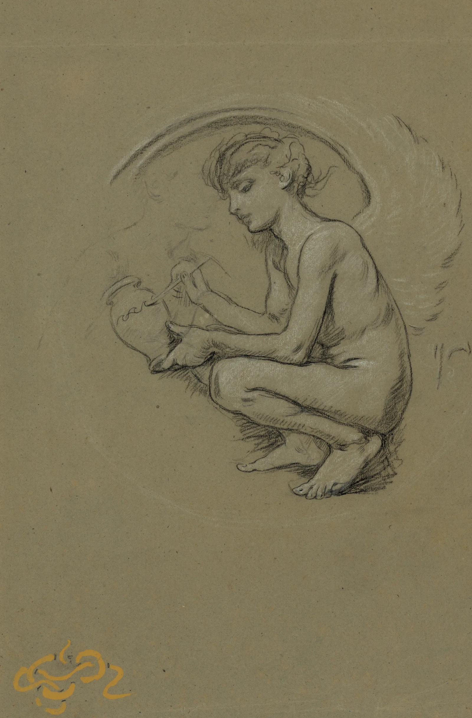 Study Of Figure Of Arts 2 Wall Art by Elihu Vedder - Canvas Print
