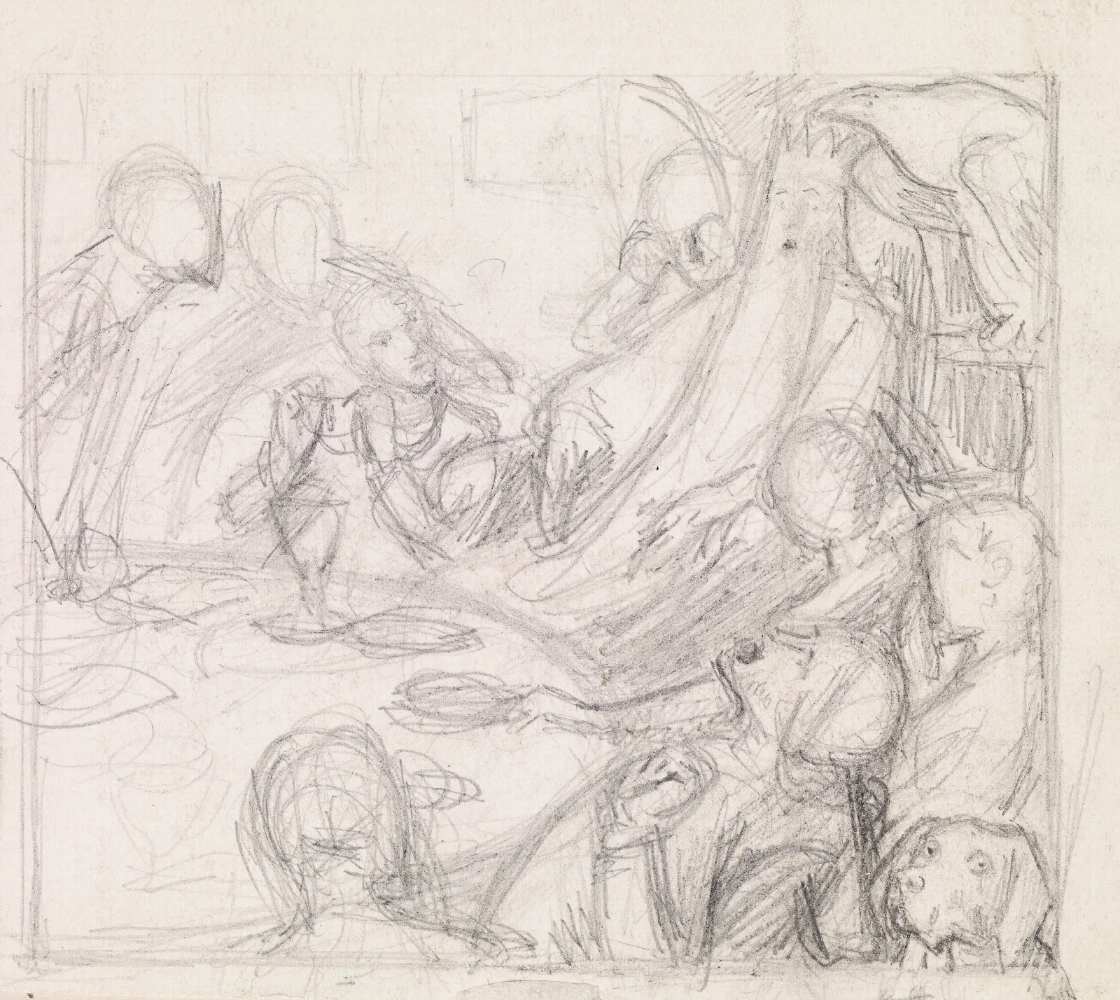 Tennysons The Day Dream Sketch Of The King And Courtiers Awakening The Revival Wall Art by Sir John Everett Millais - Canvas Print