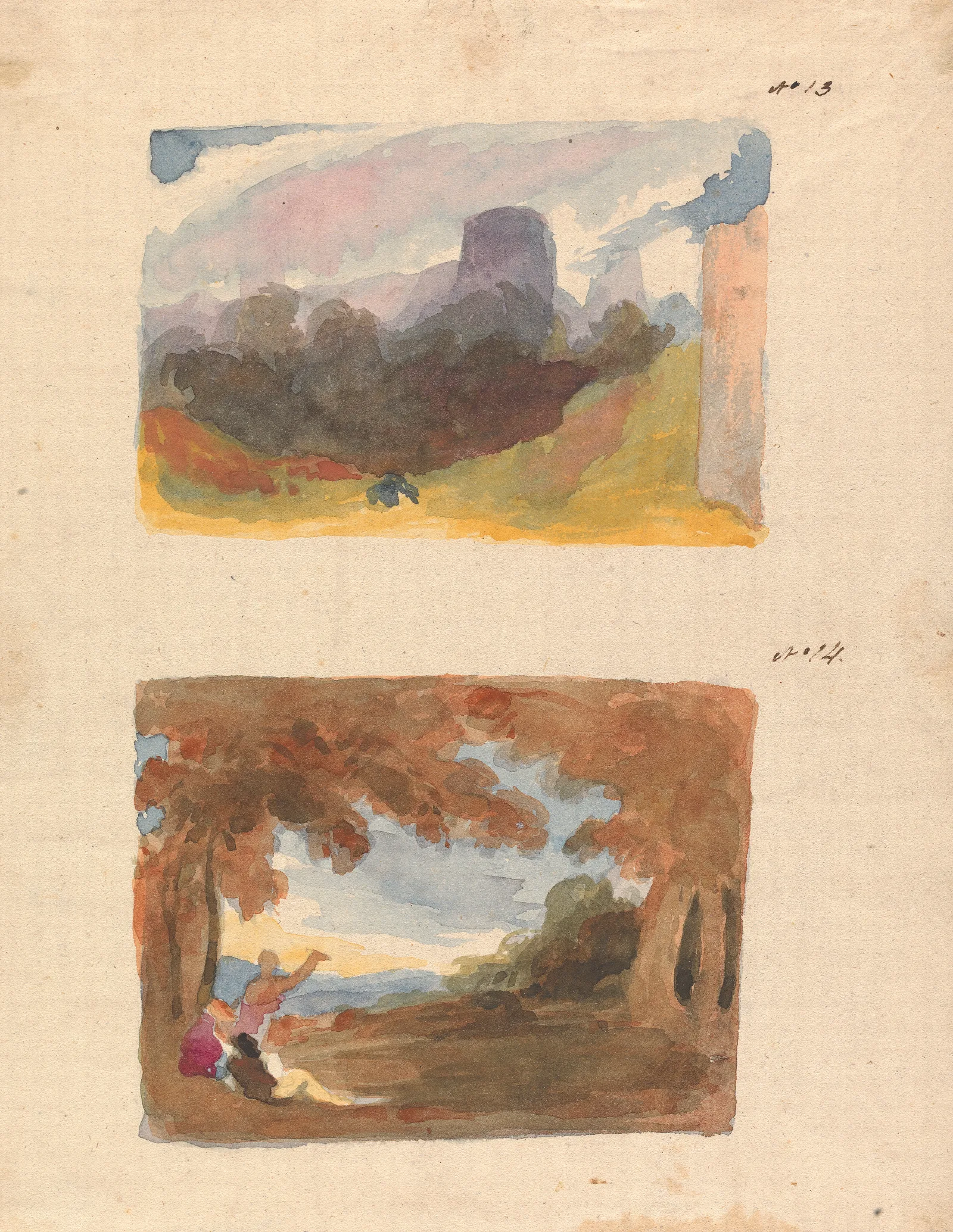Landscape With Castle Modern Manner No 13 Landscape With Figures In Foreground Wall Art by Thomas Sully - Canvas Print