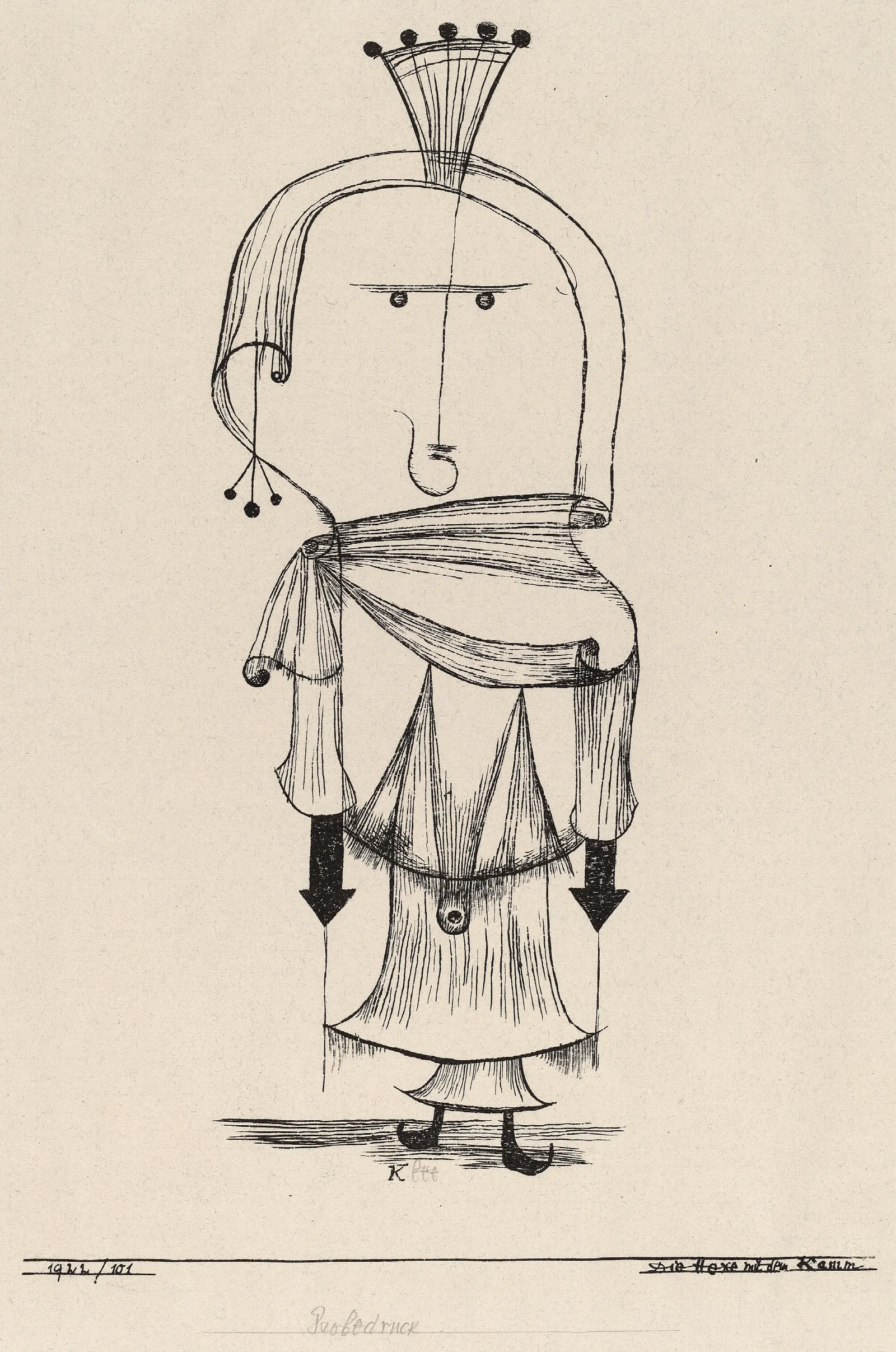 Die Hexe Mit Dem Kamm Witch With A Comb Wall Art by Paul Klee - Canvas Print