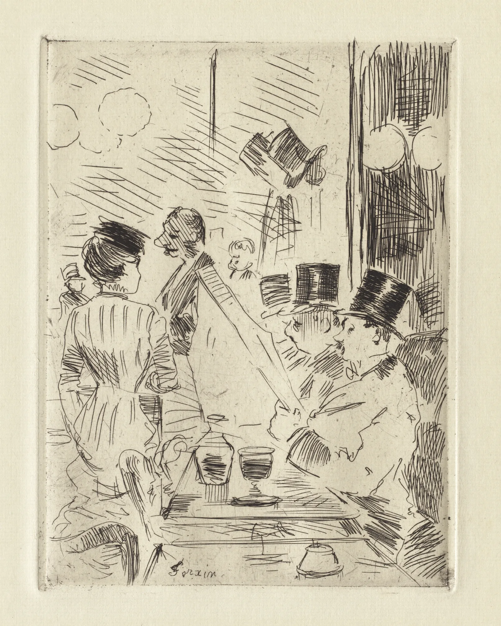 The Cafe Of The New Athens 2 Wall Art by Jean-Louis Forain - Canvas Print