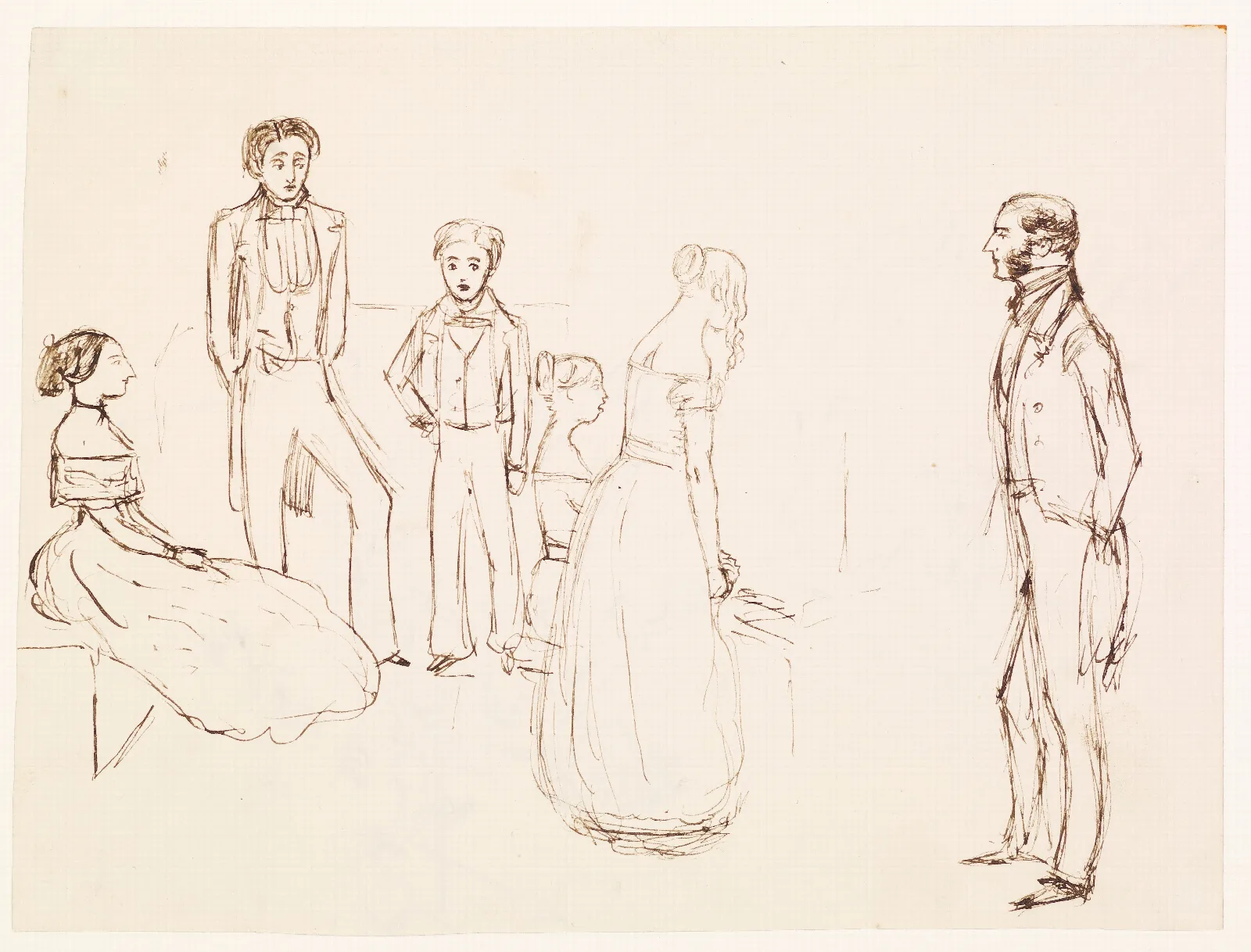 Sketch Of An Evening Party Wall Art by Sir John Everett Millais - Canvas Print