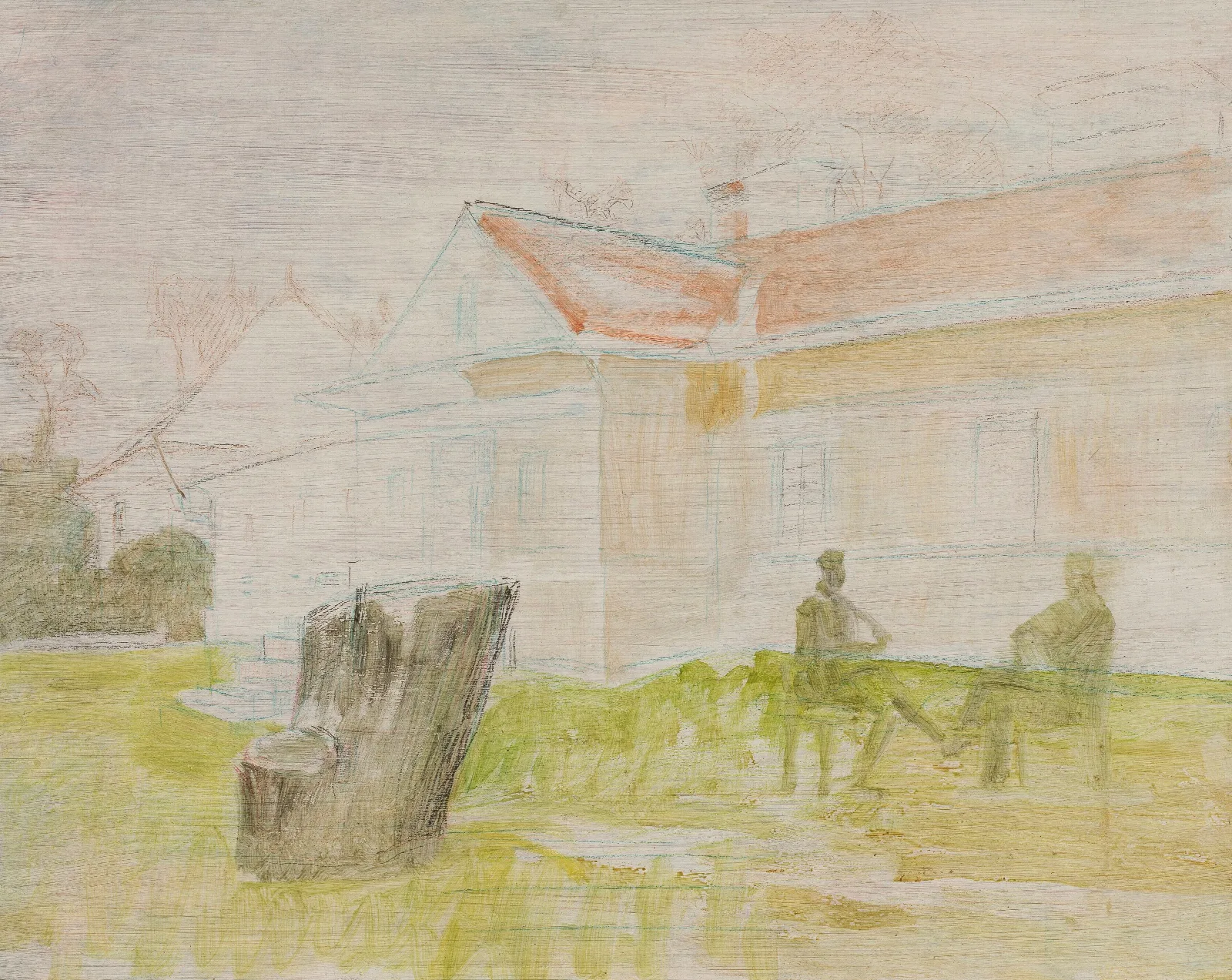 Manor House Sketch Luslawice Wall Art by Jacek Malczewski - Canvas Print