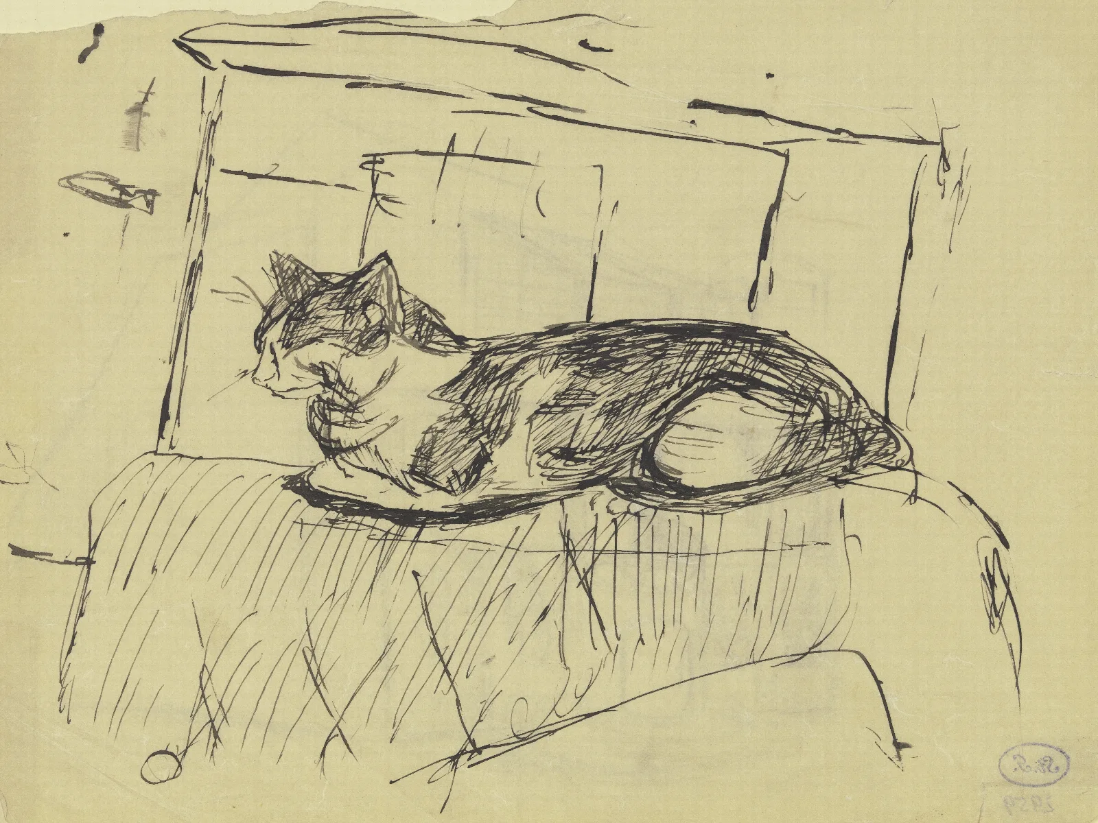 Auf Einem Mobelstuck Liegende Katze Wall Art by Max Beckmann - Canvas Print