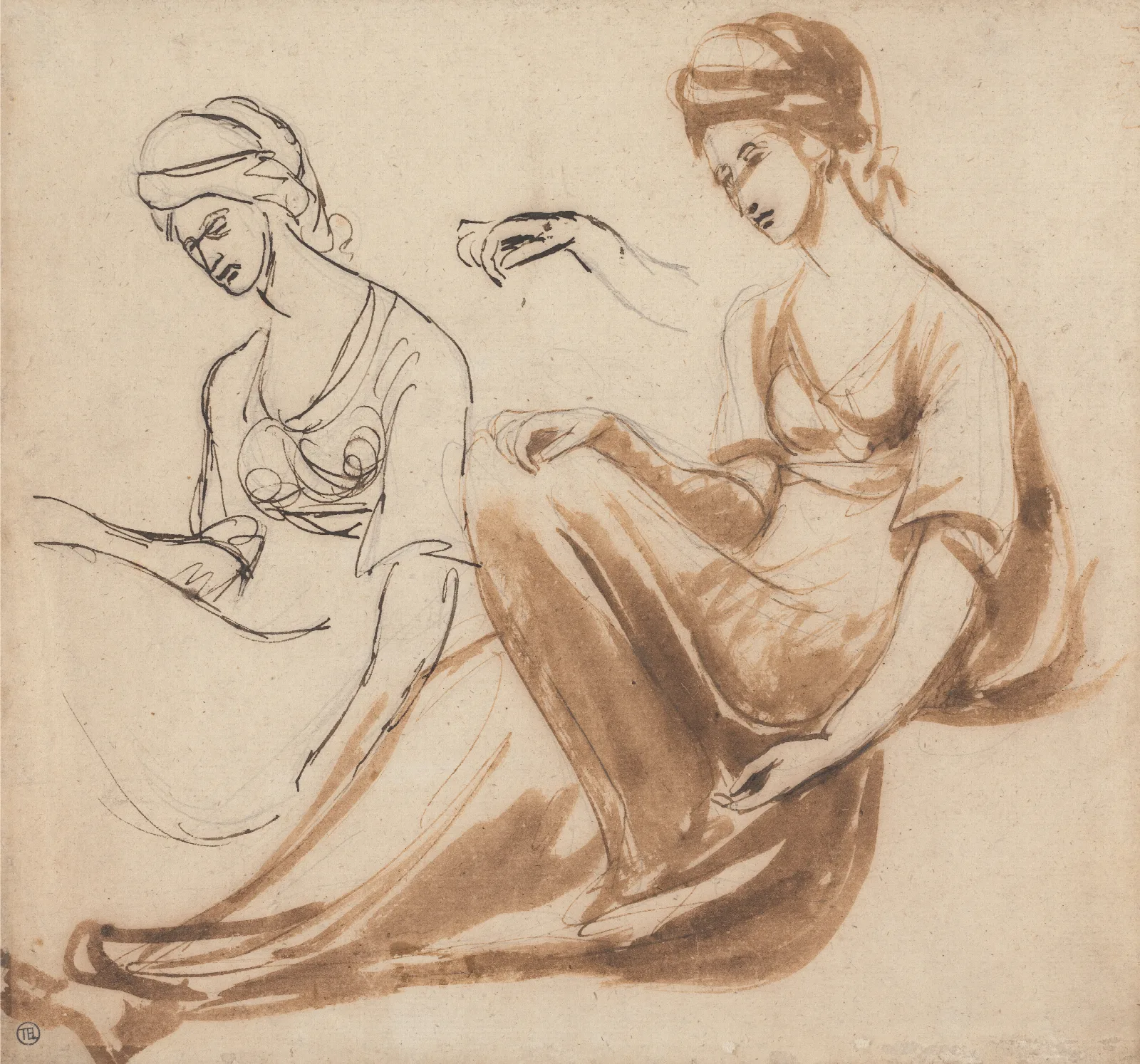 Studies Of A Seated Woman 2 Wall Art by George Romney - Canvas Print