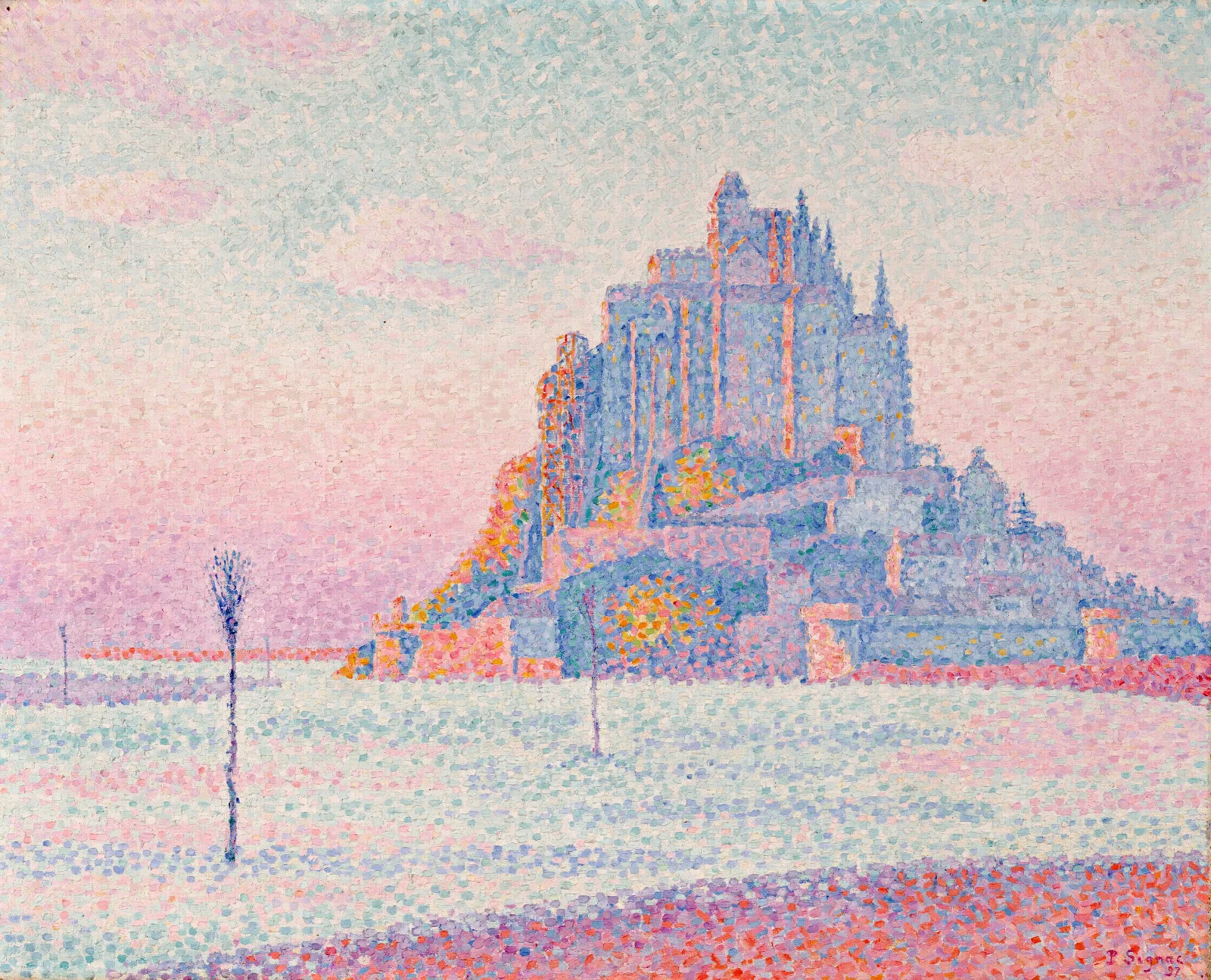 Mont Saint Michel Setting Sun Wall Art by Paul Signac - Canvas Print
