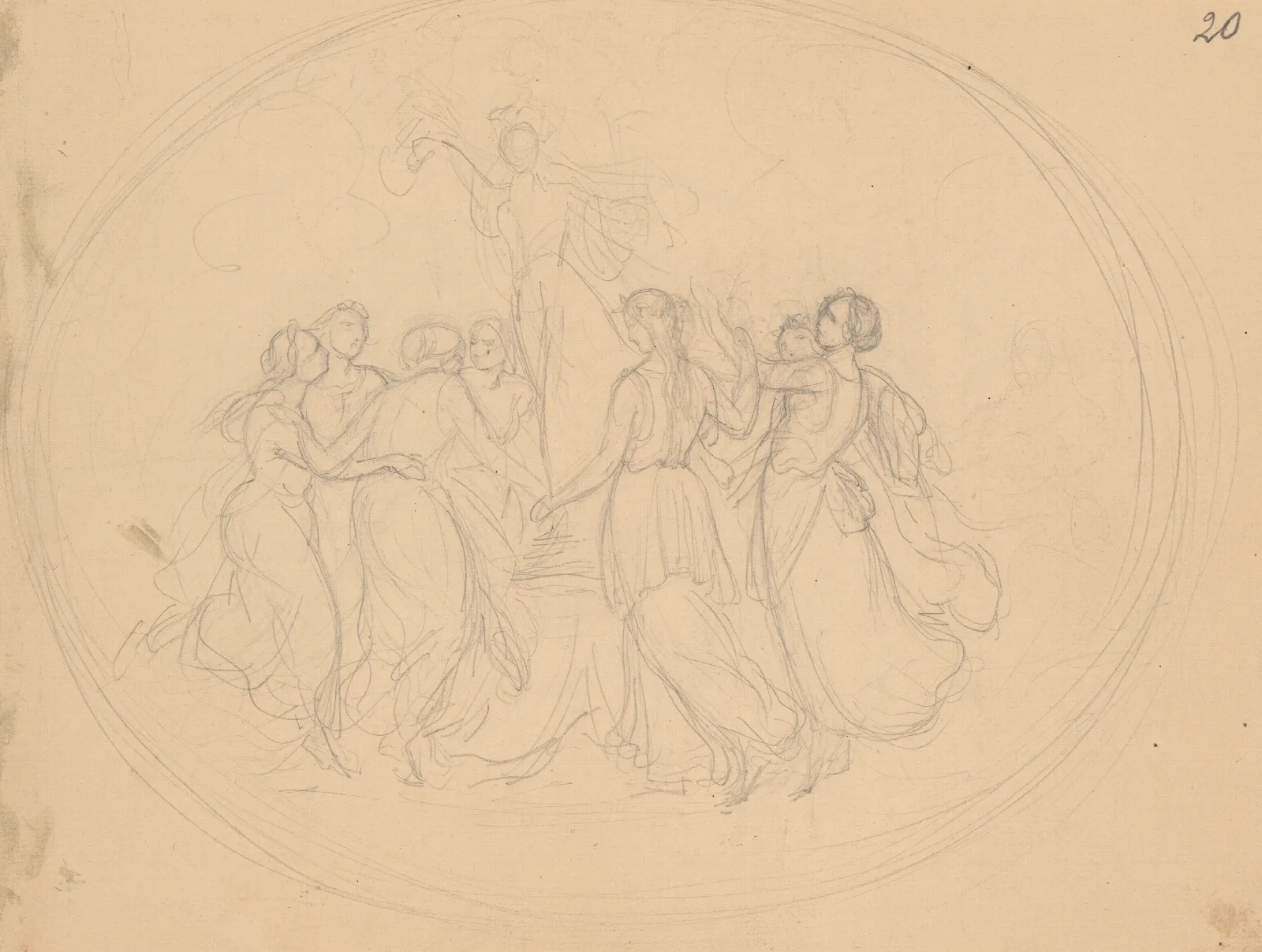 Sketch Of The Composition To The Scene From The First Act Of The Giselle Ballet Wall Art by Józef Simmler - Canvas Print