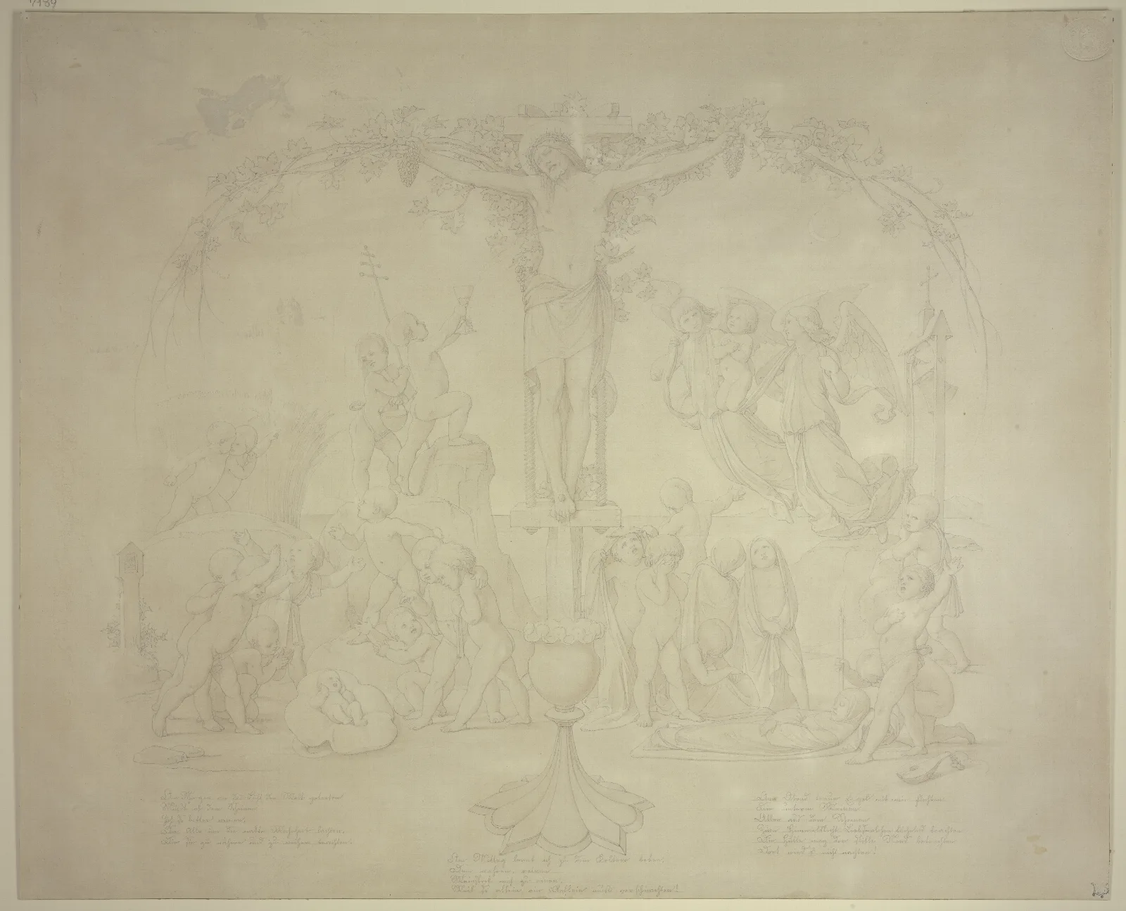 Christus Als Weinstock Geburt Leben Und Tod Mit Drei Strophen Von Clemens Brentano Wall Art by Eduard von Steinle - Canvas Print